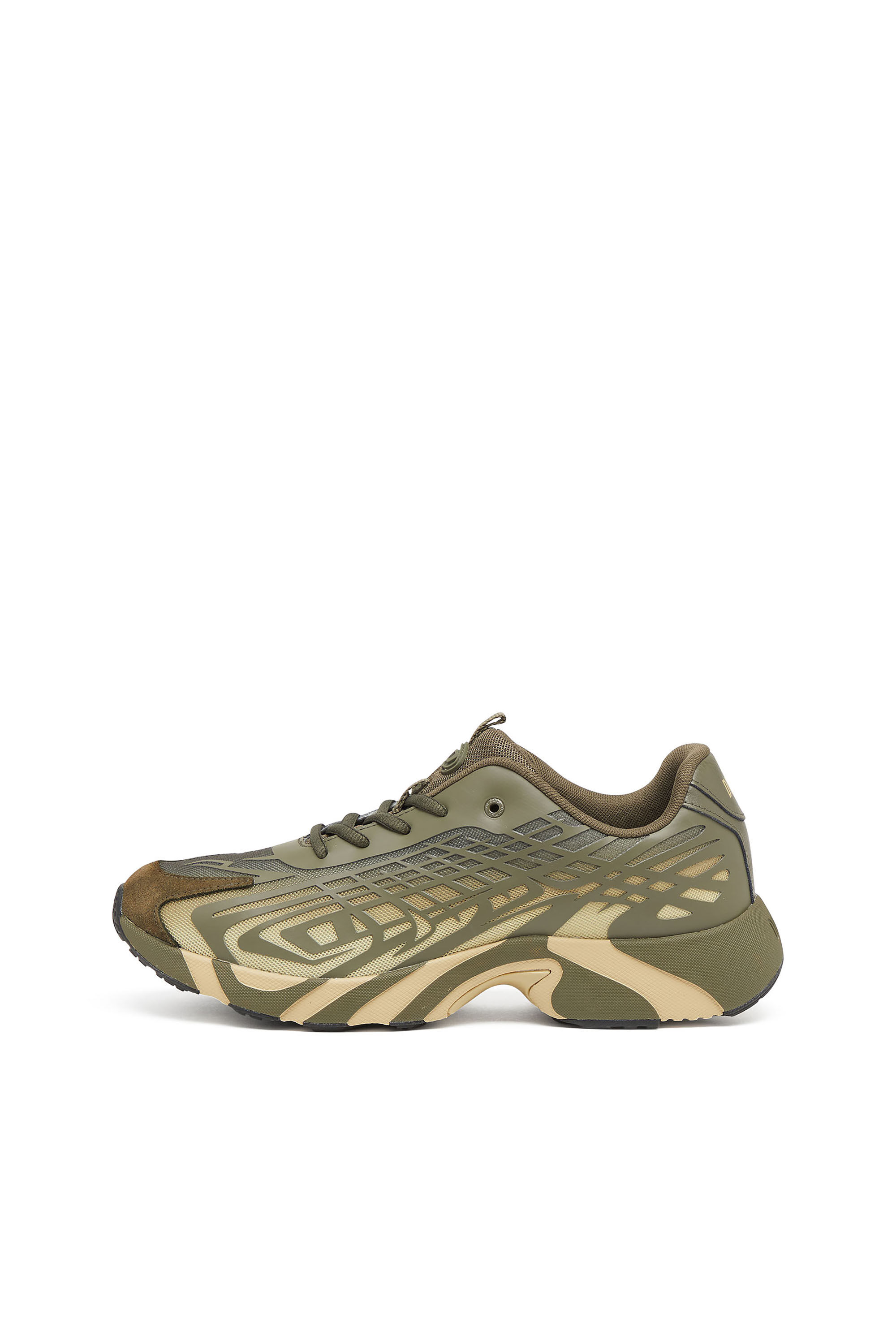 Diesel - S-D-VIT'S 500 LOW, Man's D-Vit-Sneakers in striped d&eacute;grad&eacute; mesh in Green/Brown - 8