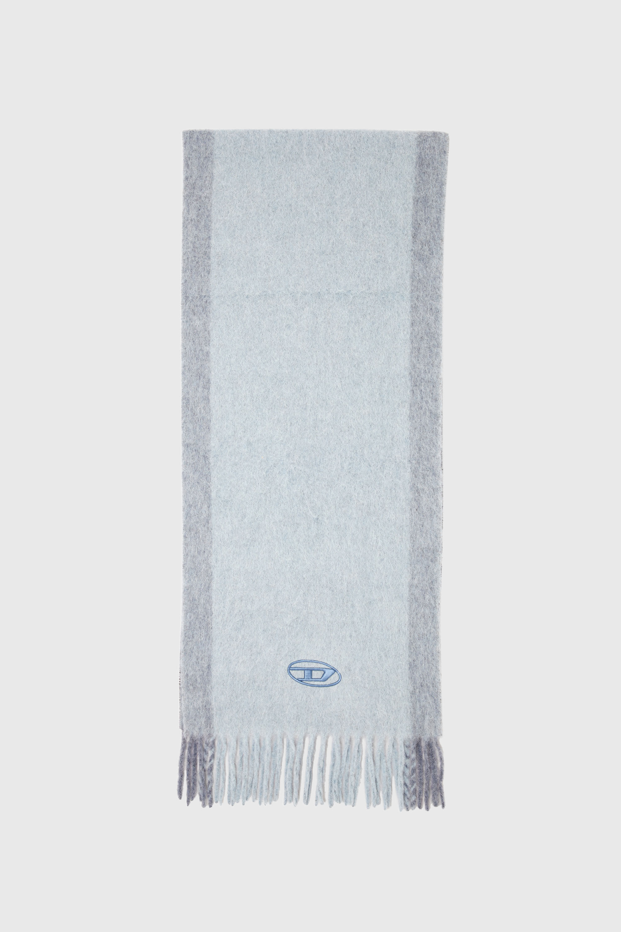Diesel - S-OLID, Man's Wool-blend scarf with contrast stripes in Light Blue - 1