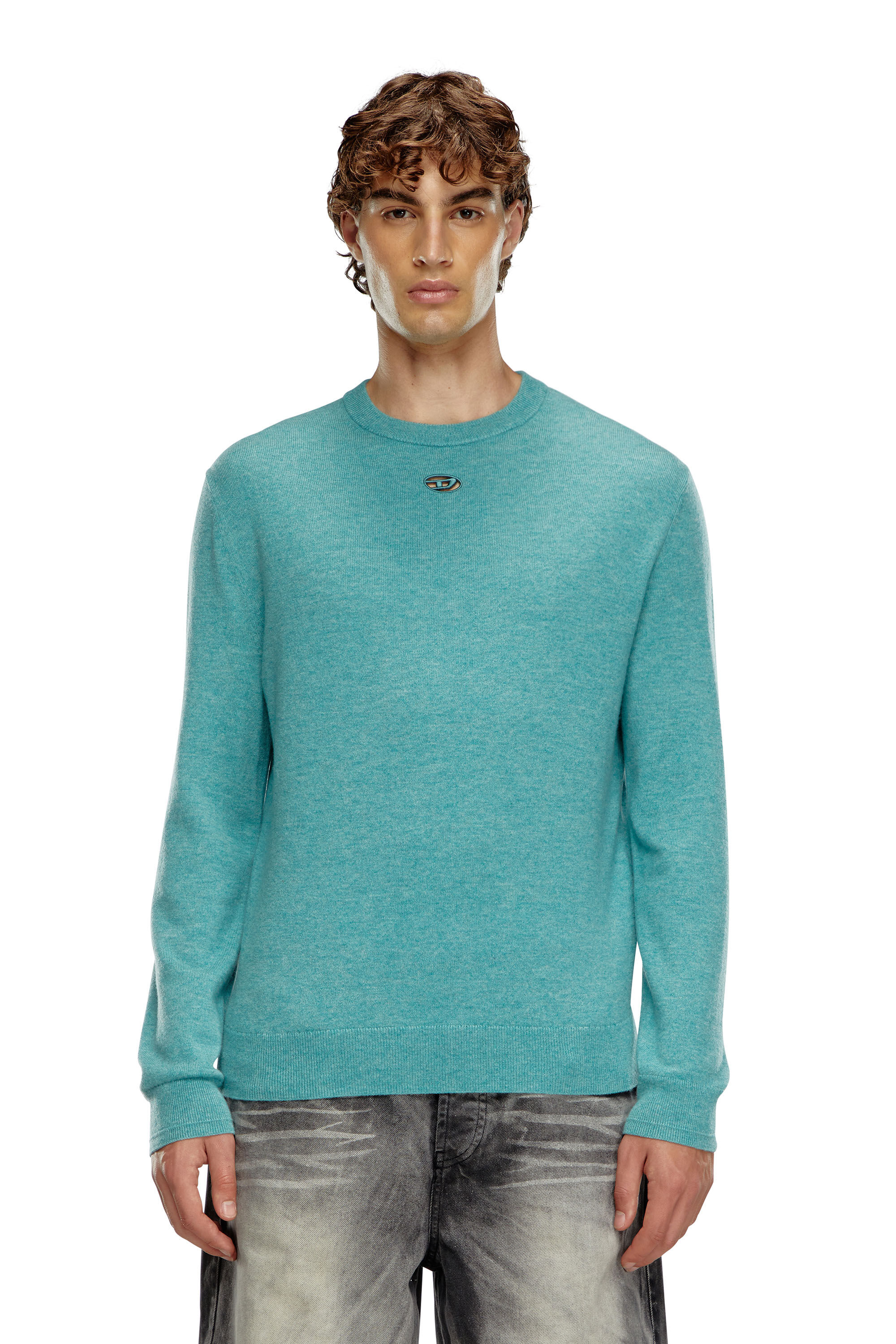 Diesel - K-VIERI, Man's Wool and cashmere jumper in Azure - 3