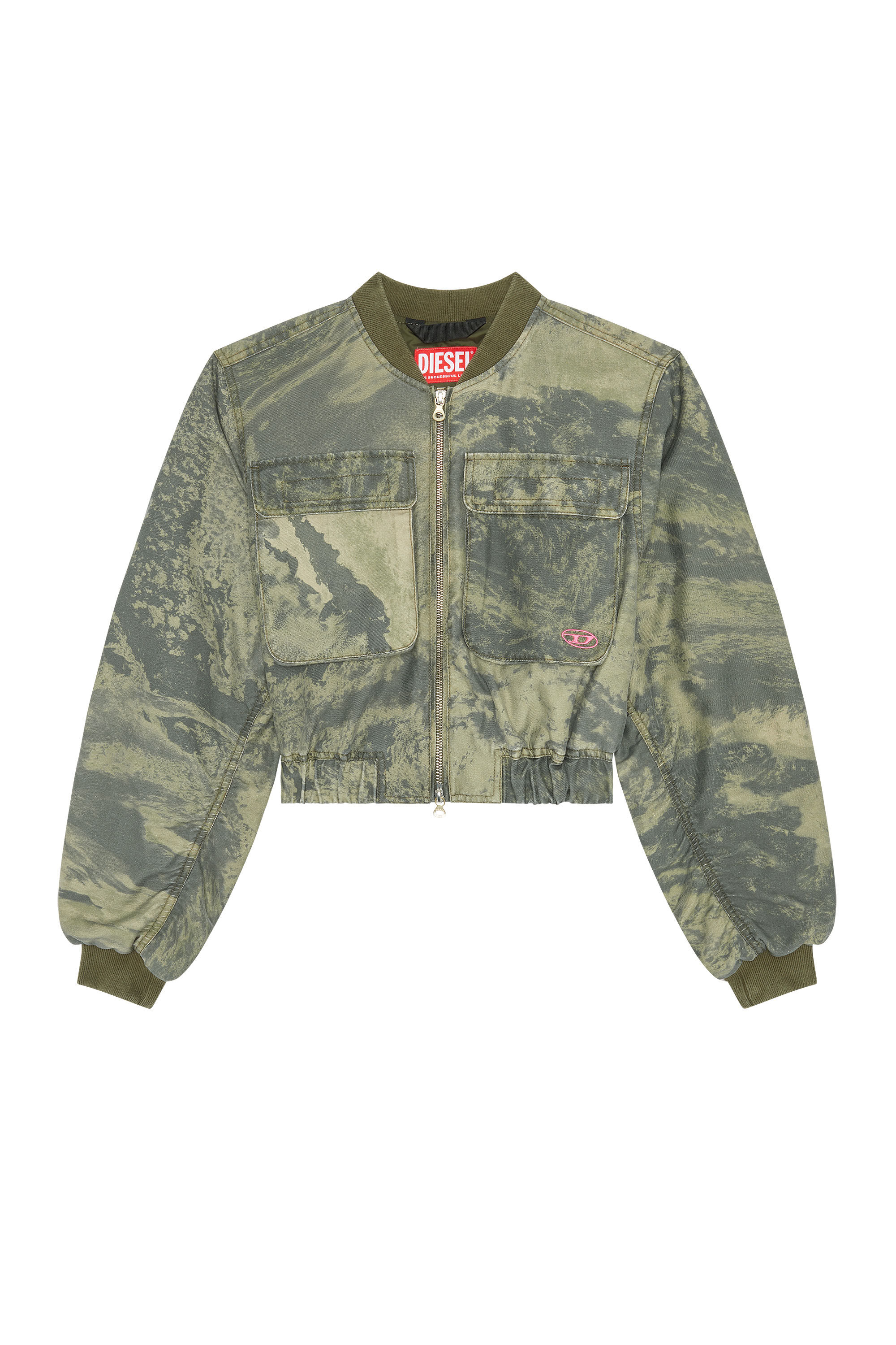 Women s Utility jacket with washed print G KHLO CMF Diesel
