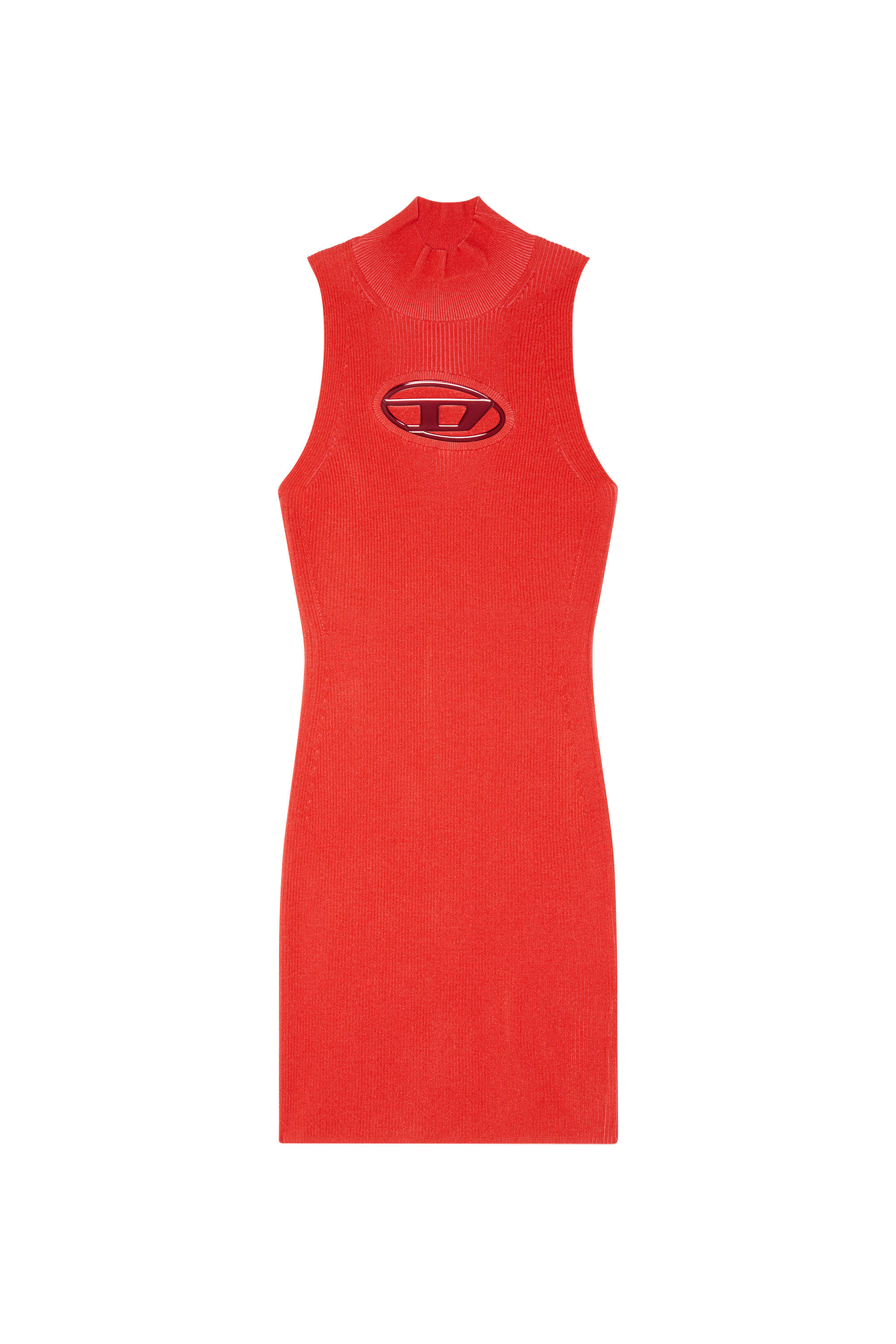 Diesel - M-ONERVA, Woman Short dress with cut-out and logo plaque in Red - Image 2