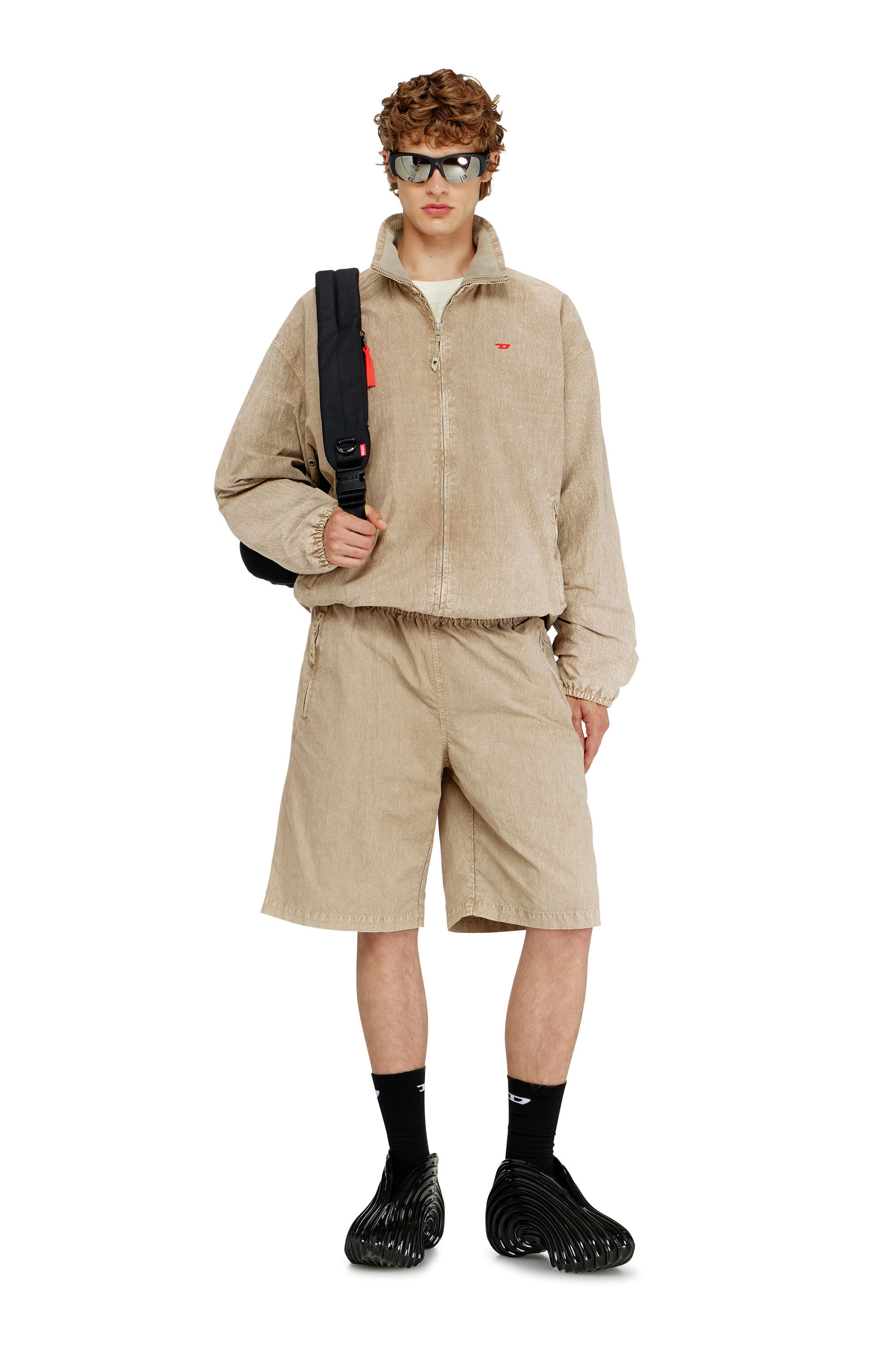 Diesel - J-CORSE-PLBH, Man's Treated taslan jacket with treated finish in Beige - 1