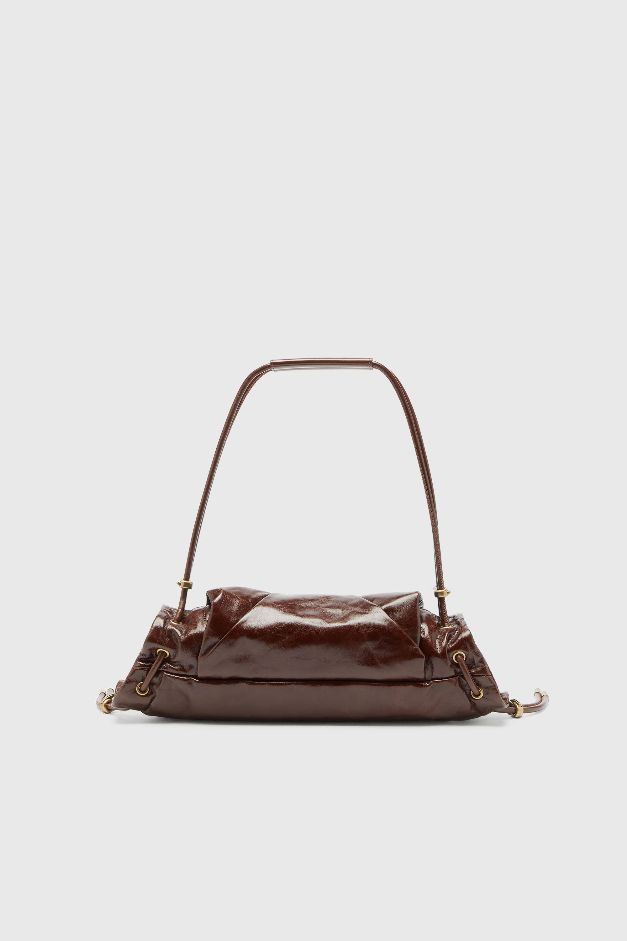 Diesel - SCRUNCH-D SHOULDER S, Woman's Scrunch-D-Small shoulder bag in shiny scrunched leather in Brown - 2