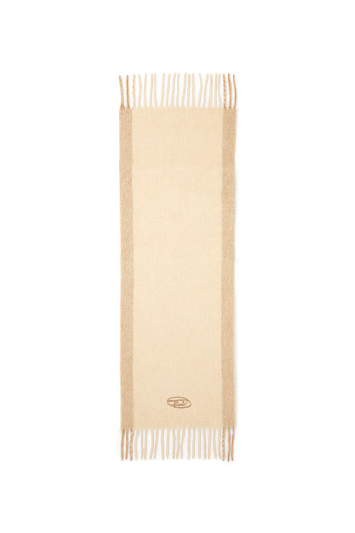 Diesel - S-OLID, Man's Wool-blend scarf with contrast stripes in Beige - 2