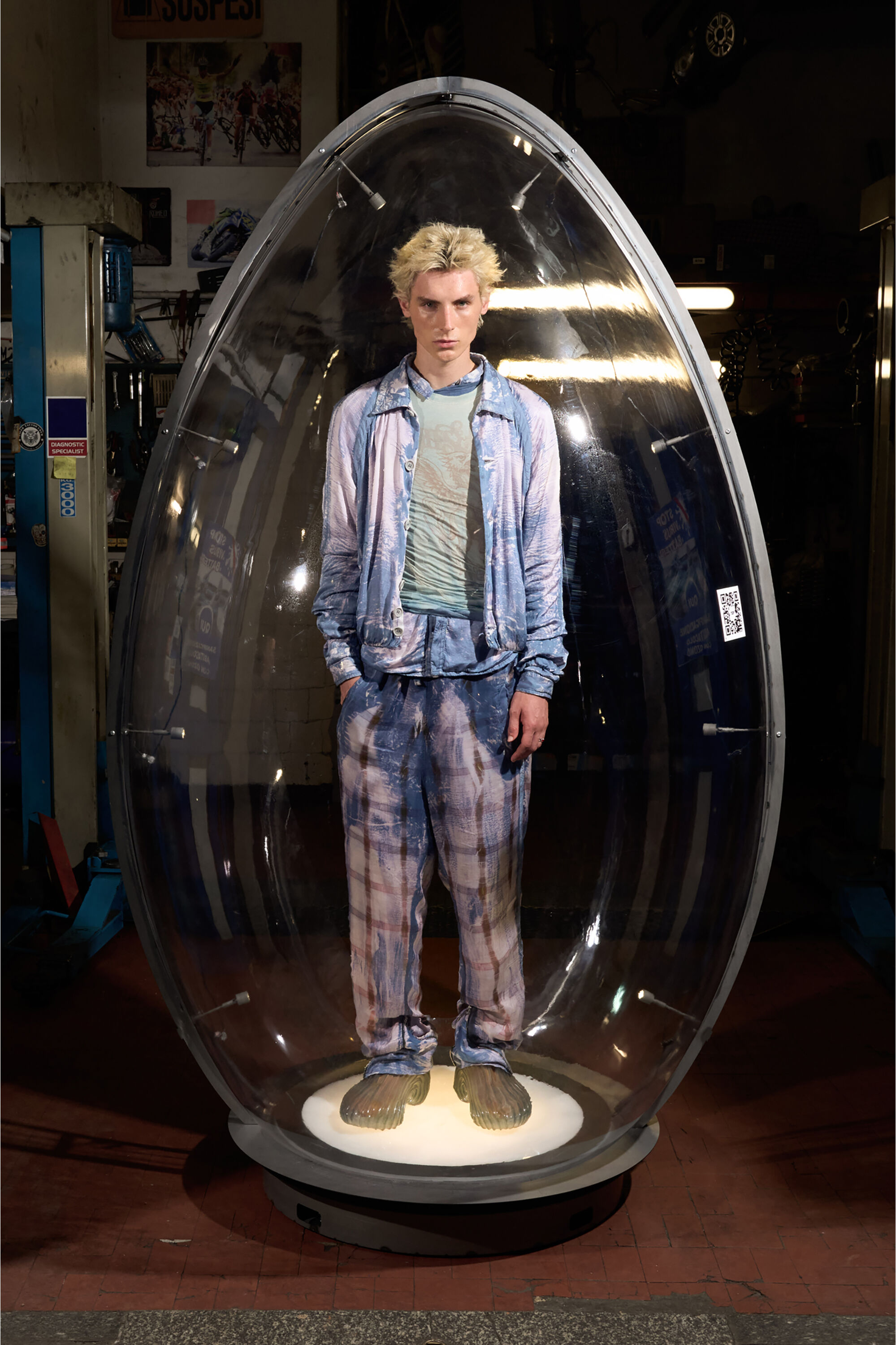 Diesel - P-OLLY, Man's Track pants with check X-ray effect in Blue - 6