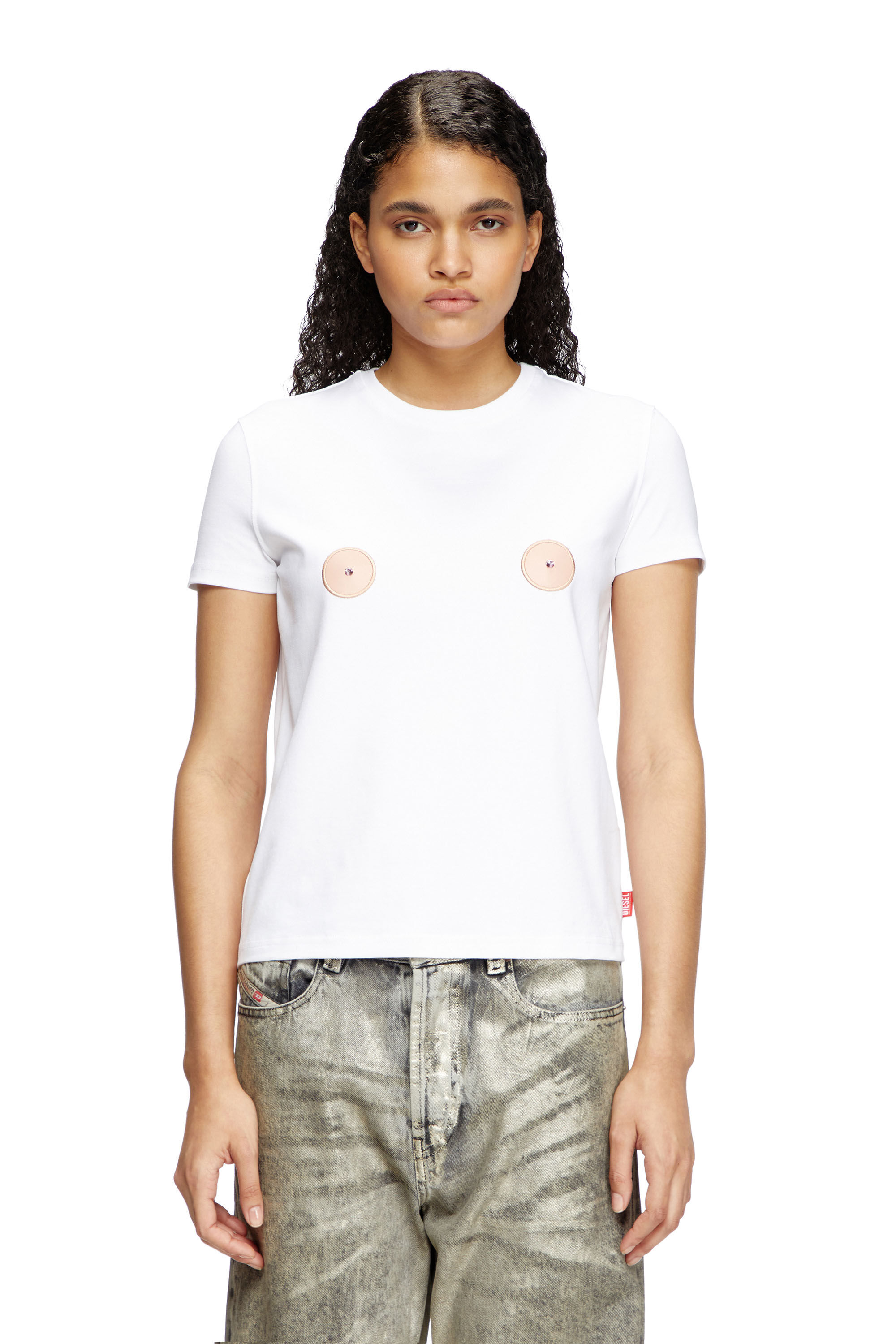 【即日発送】DIESEL ホワイト クロップドシャツ DIESEL クロップドTシャツ 半袖 ホワイト ディーゼル - メルカリ