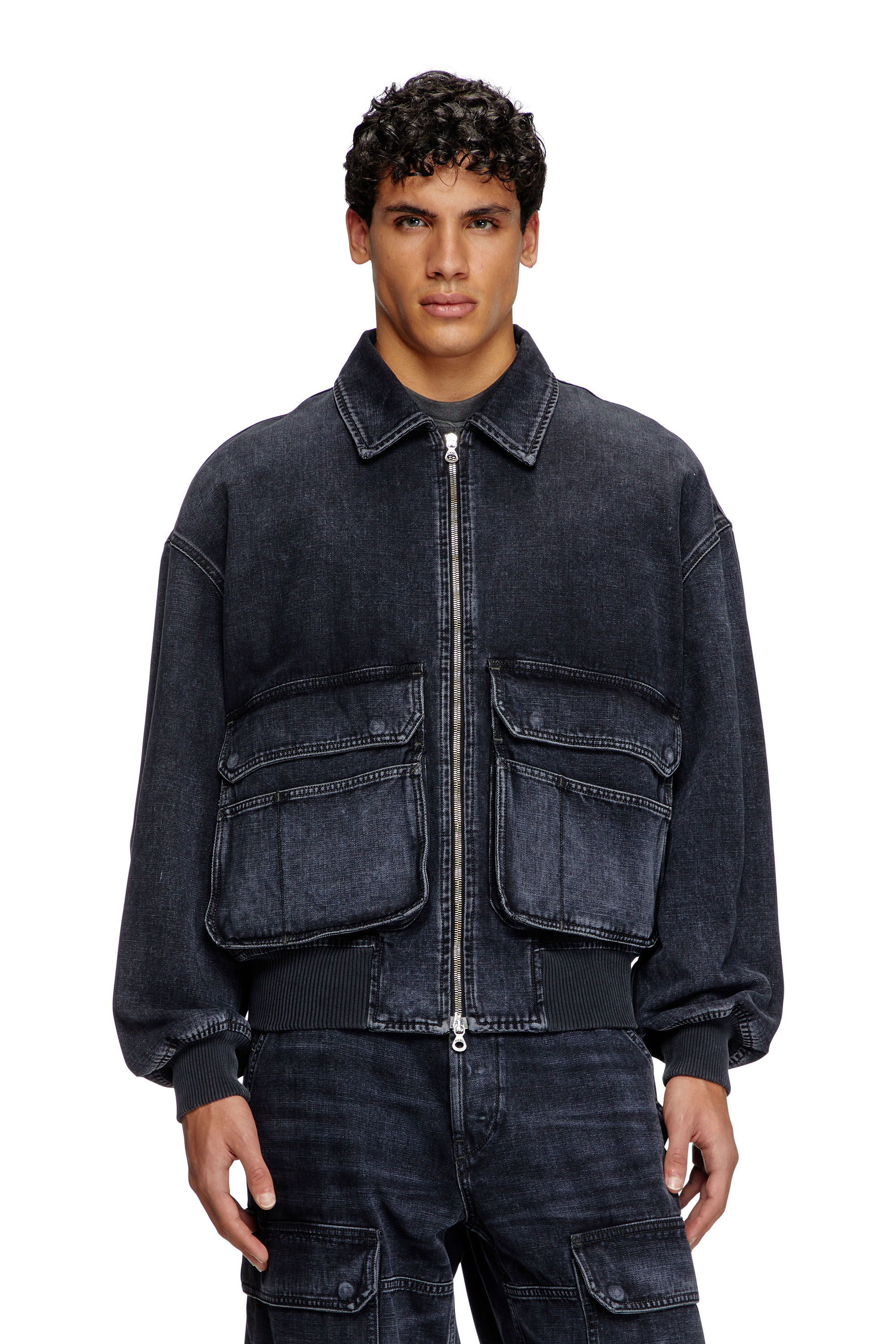 ジャケット・アウター DIESEL opium darkwear fade riders jacket Women's Jacket in batavia-weave denim | Black | Diesel