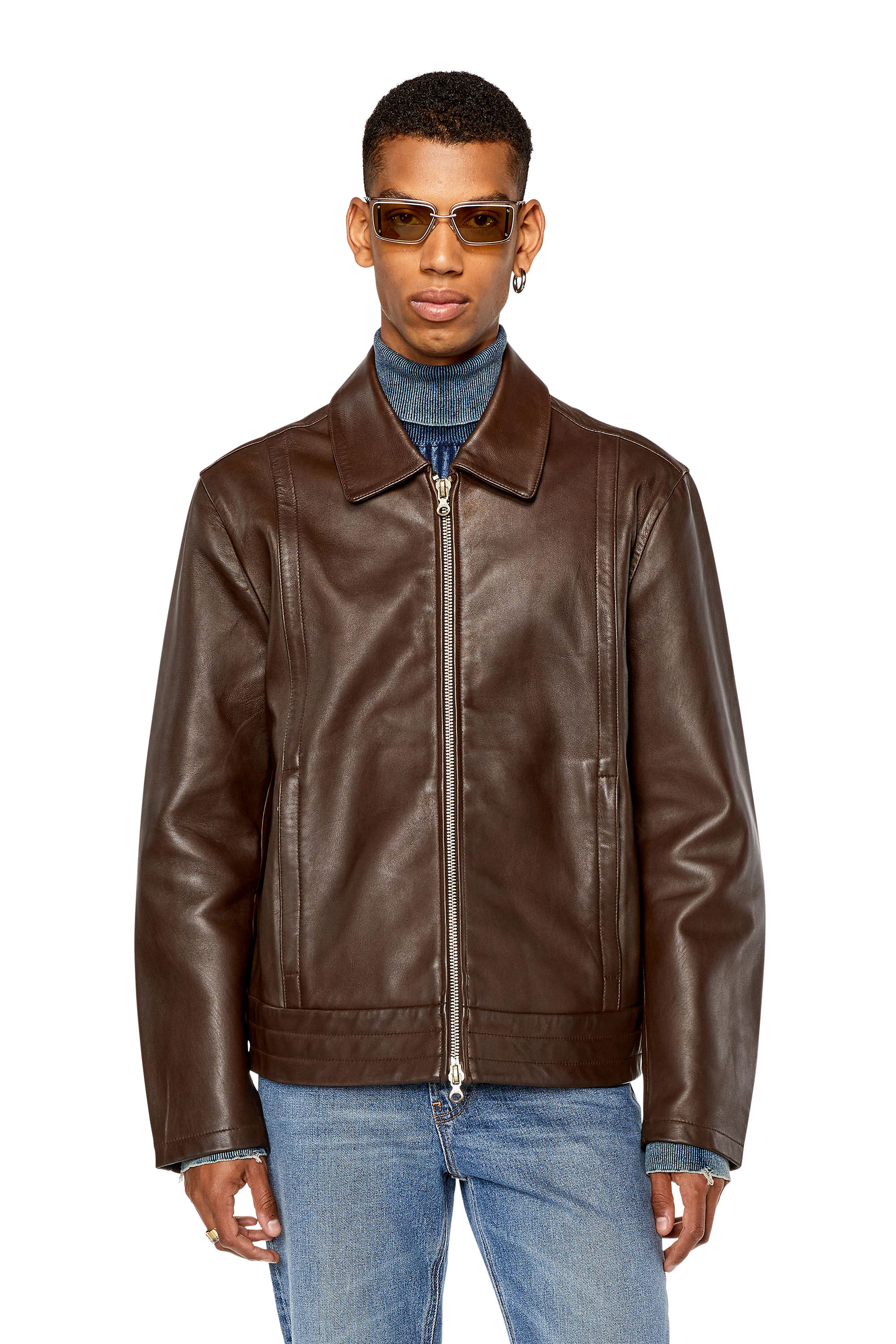 Men s Shirt jacket in supple leather L HUDSON Diesel