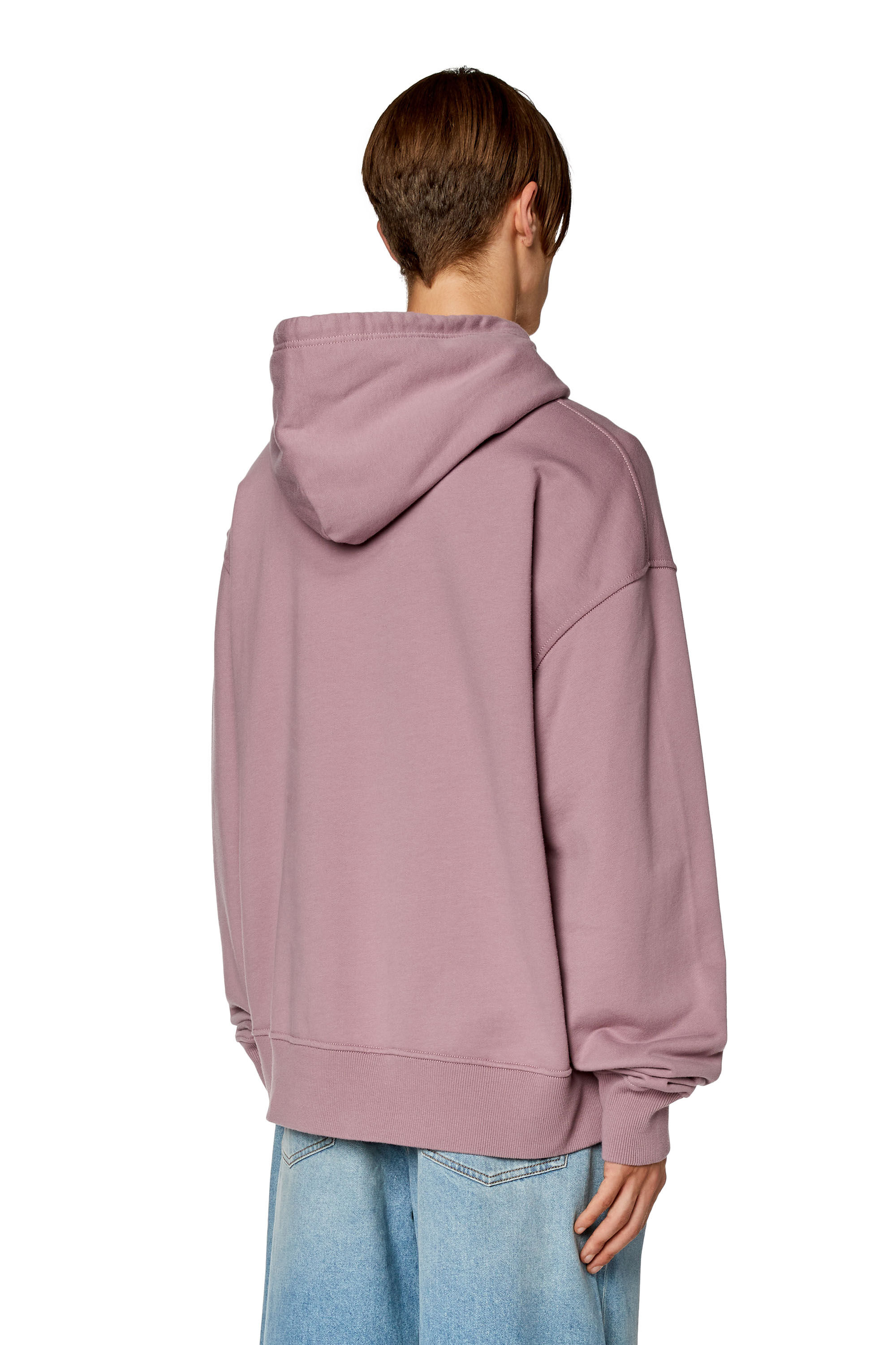 Men s Oversized hoodie with peel off logo Violet Diesel