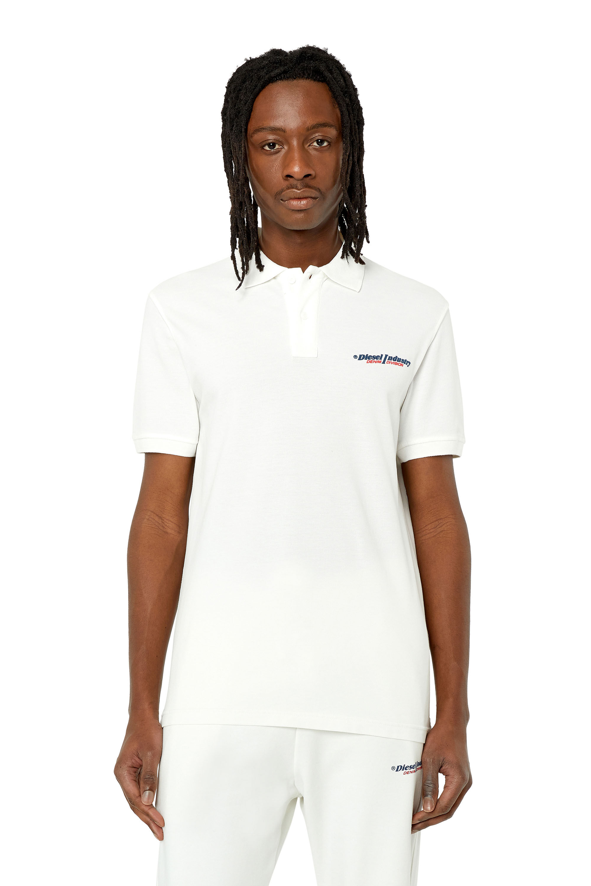 Diesel - T-SMITH-IND, Man's Polo shirt with Diesel Industry print in White - 3