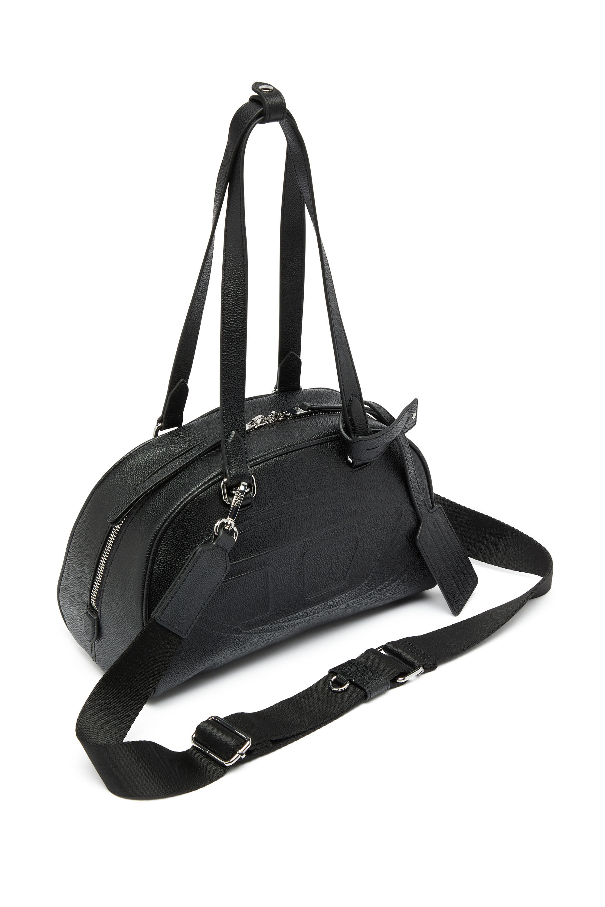 Women's 1DR Dome - Leather Boston bag with embossed logo | Black