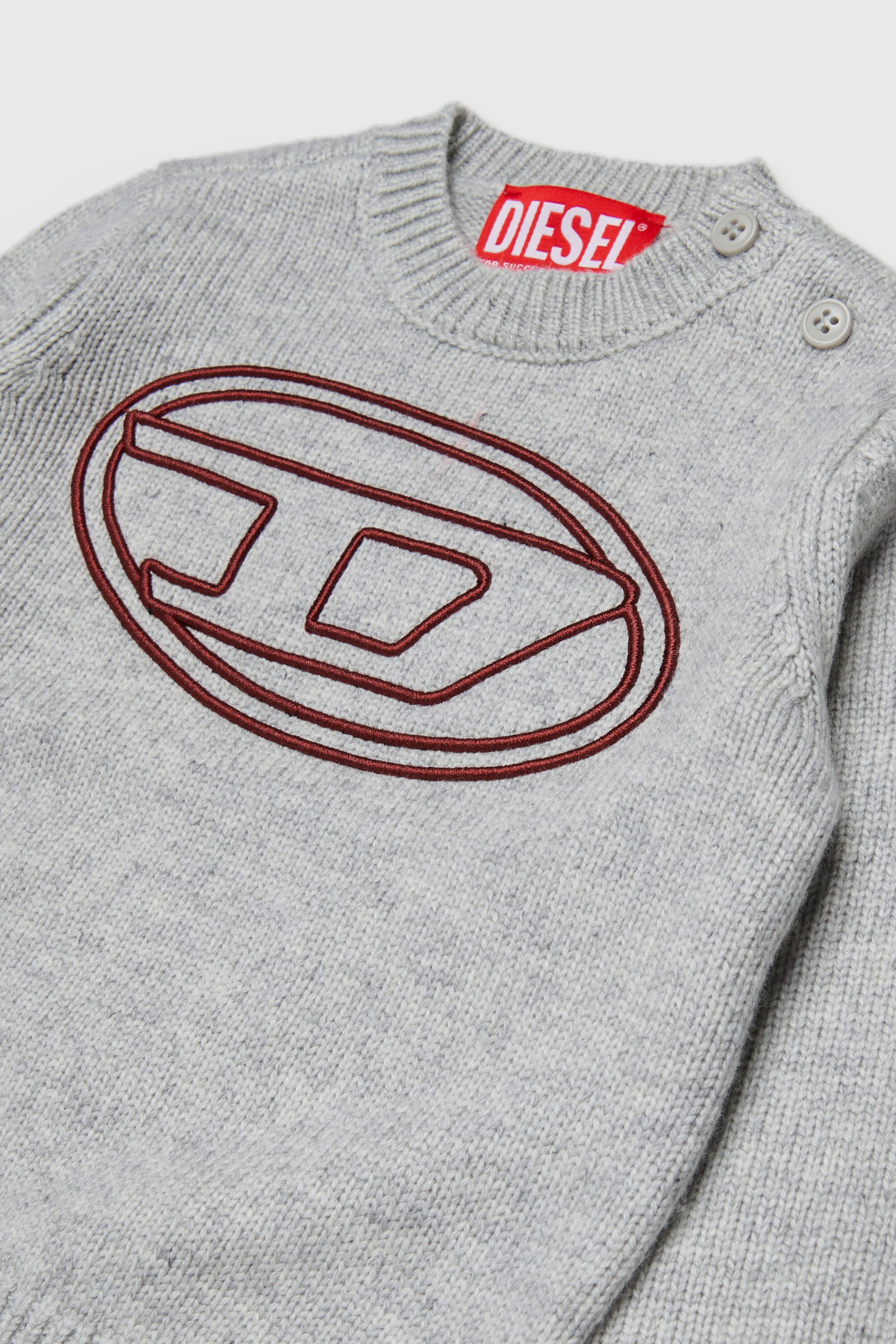 Diesel - KOMYB, Man's Cashmere-enriched jumper with big Oval D in Grey - 3