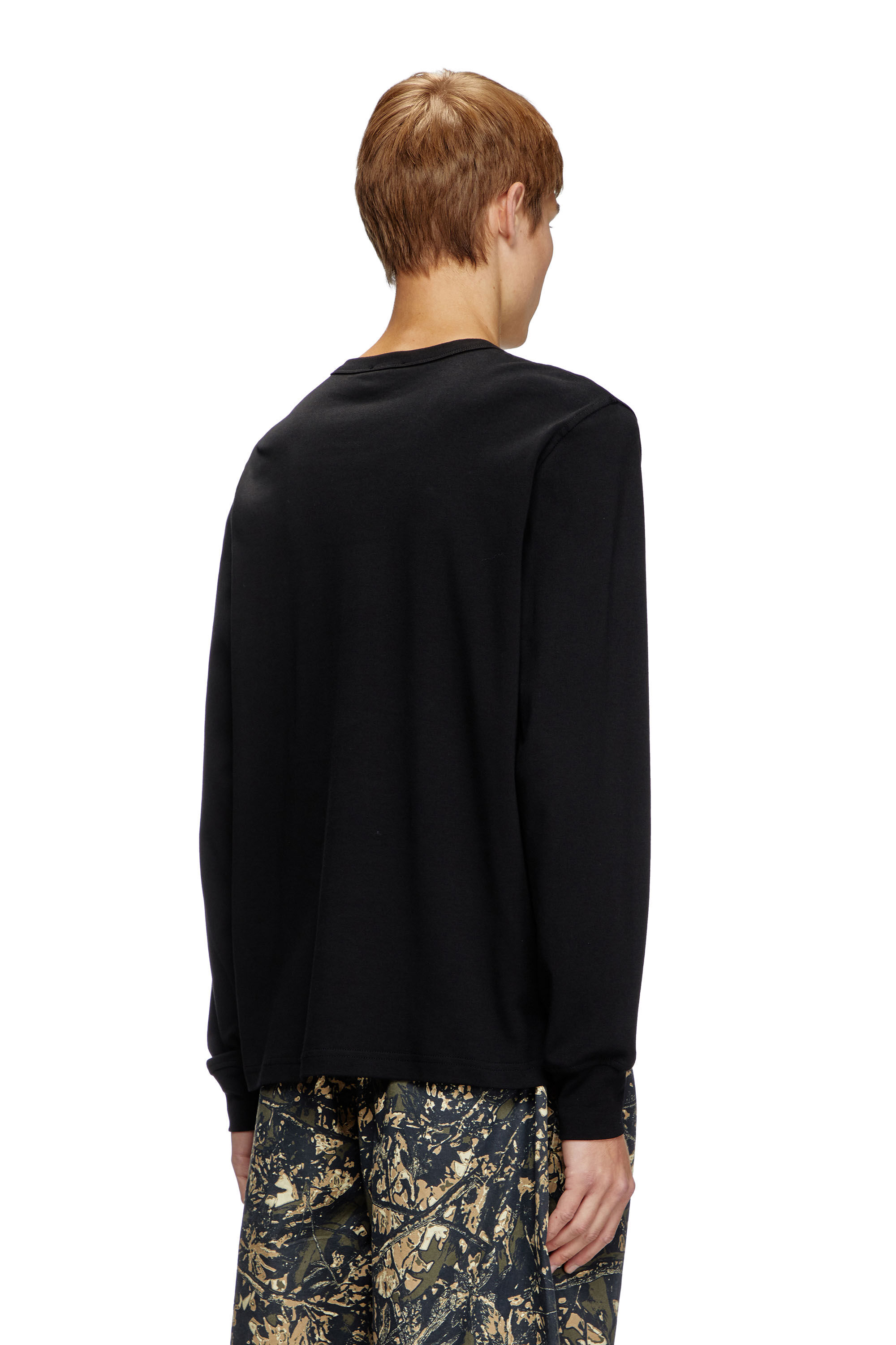 Men's Long-sleeve T-shirt with logo embroidery | Black | Diesel