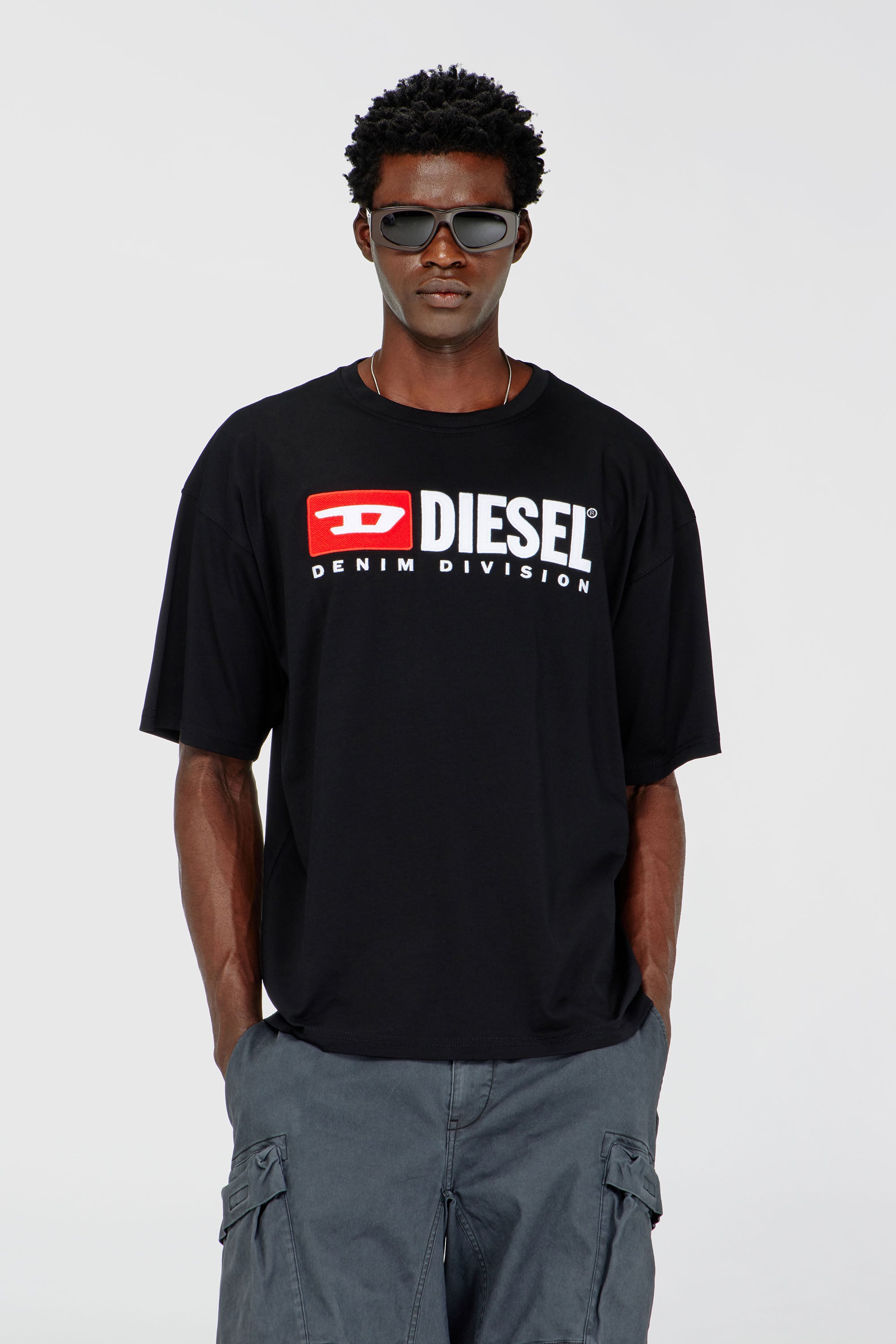 Men's T-shirt with Diesel patch logo | Black | Diesel EE