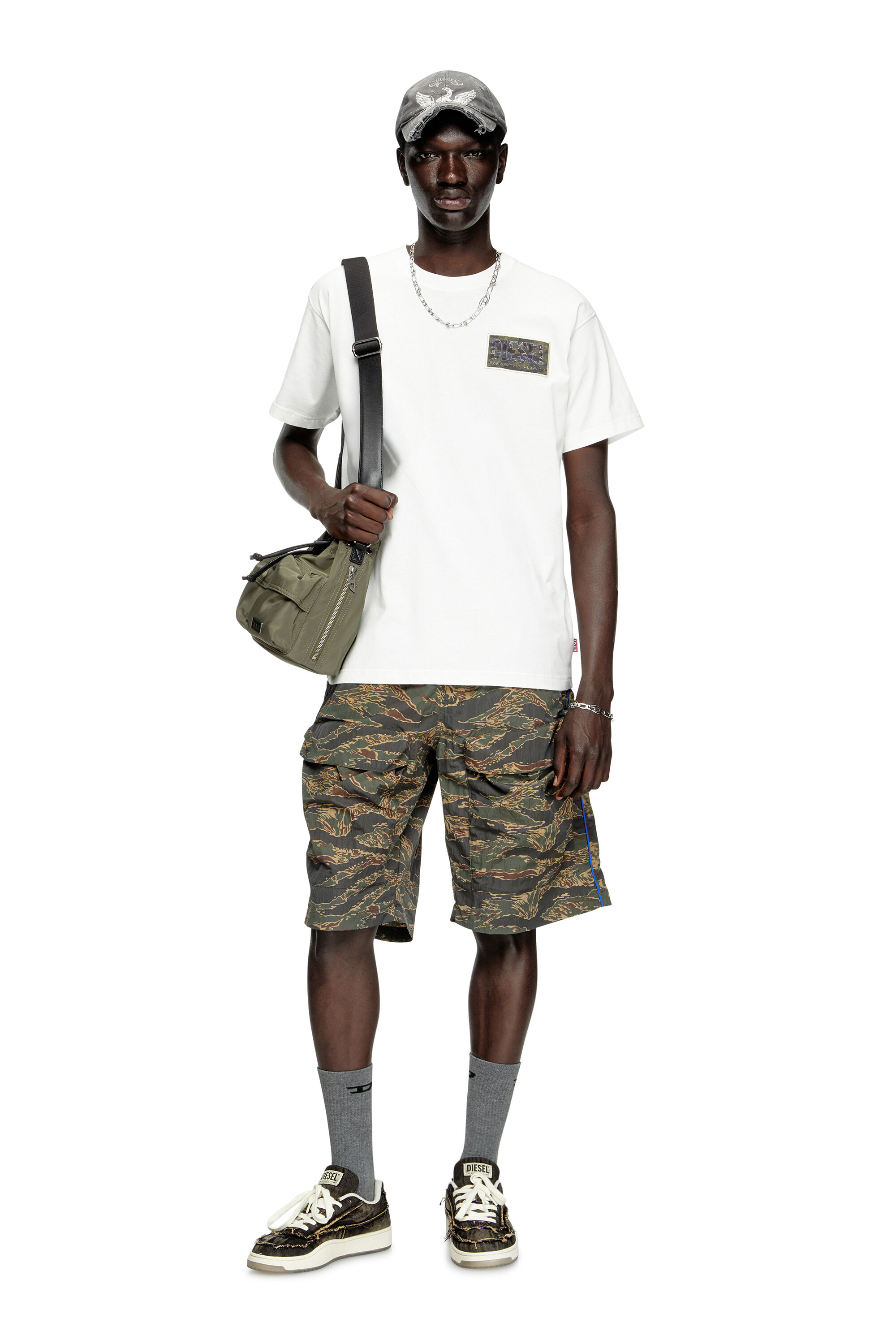 Diesel - MULTI-PKTS BUCKET X, Unisex's Multi-Pkts-Multipocket bucket bag in utilitarian shell in Military Green - 6