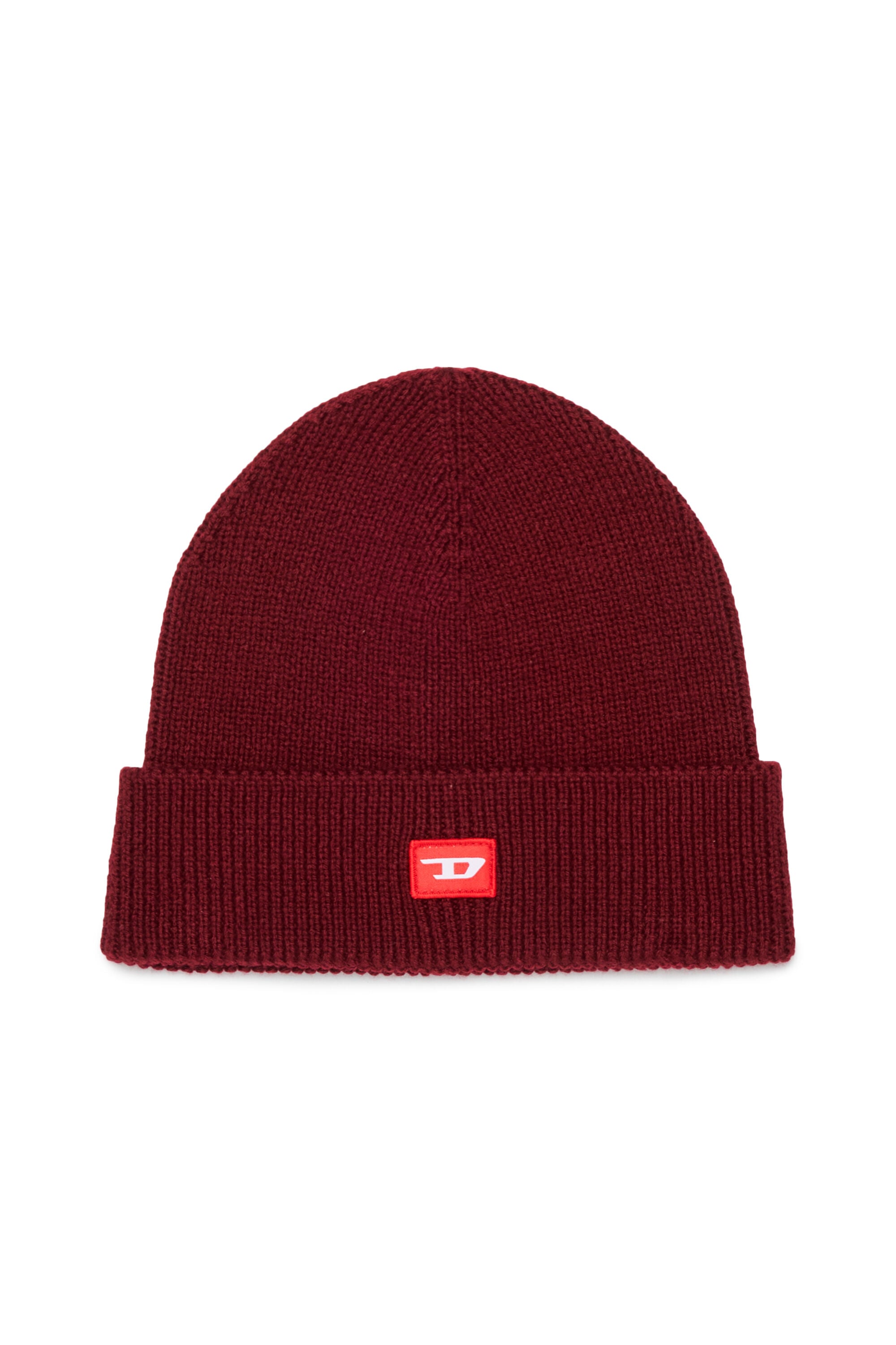 Diesel - FLOT, Unisex's Wool-blend beanie with D logo patch in Red - 1