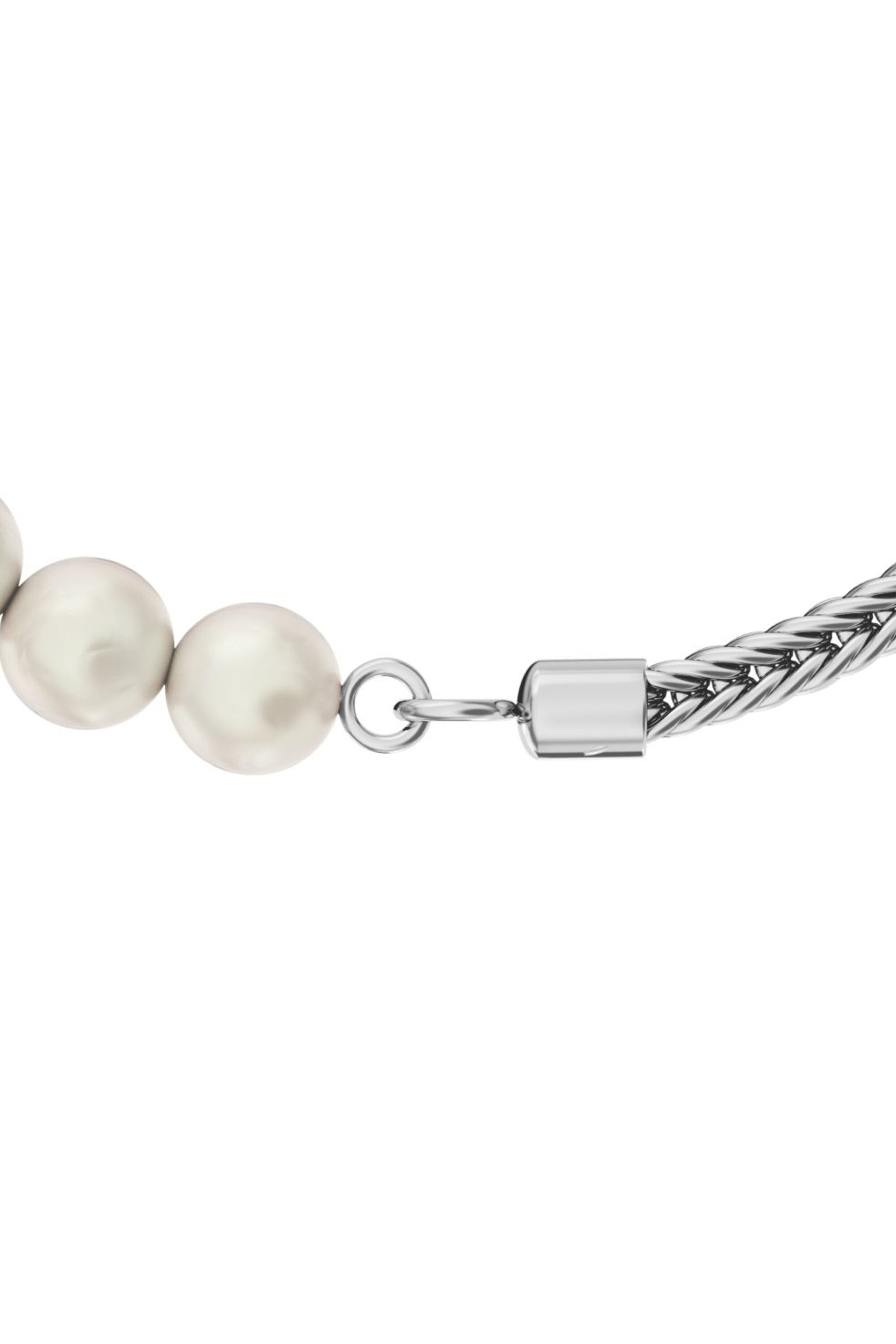 Diesel - DL1368040 STERLING SILVER JEWEL, Unisex's Sterling silver chain and pearl bracelet in Silver - 3