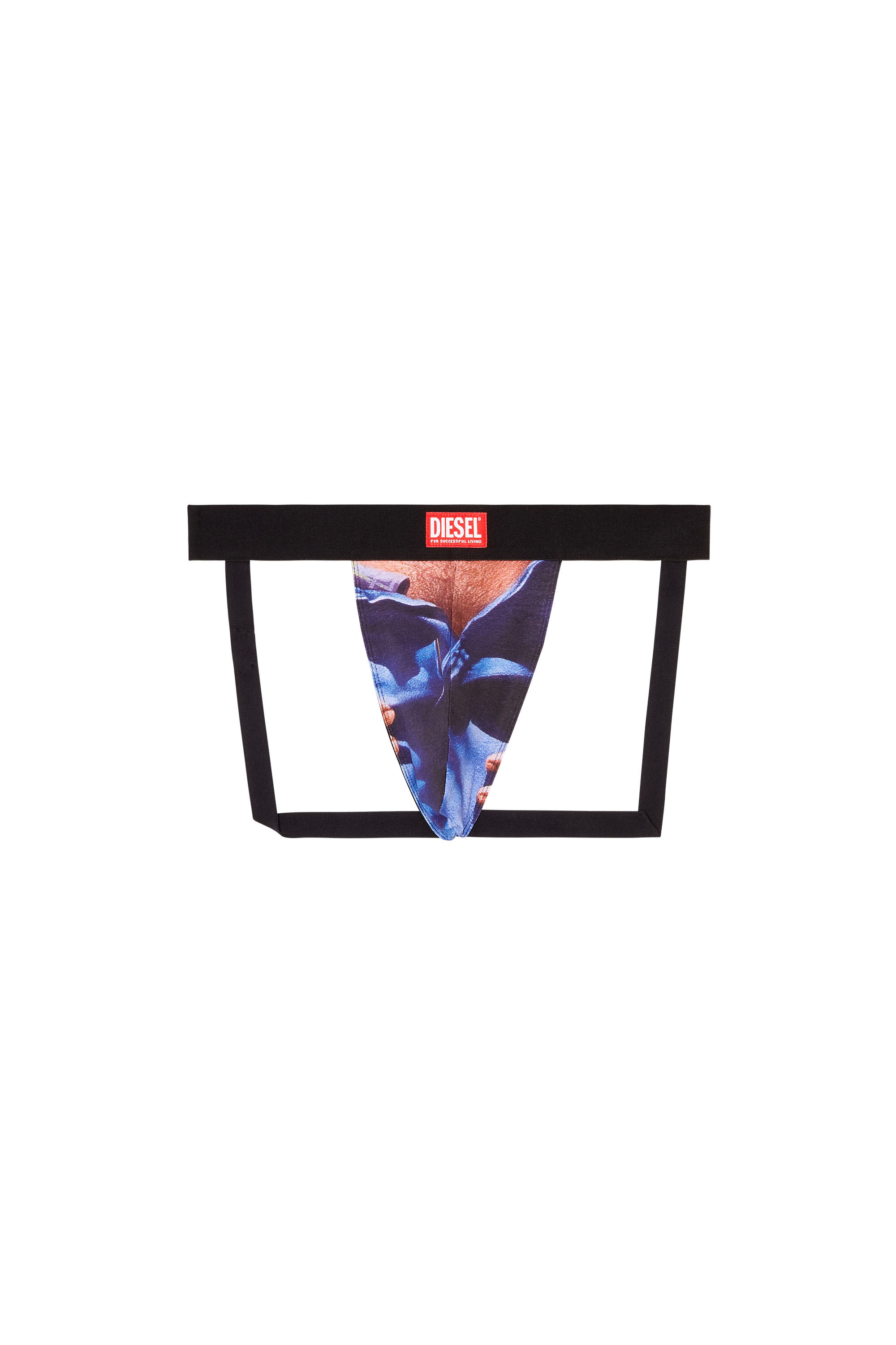 Diesel - PR-UMBR-JOCKY, Man's Jock strap with printed front in Blue - 1