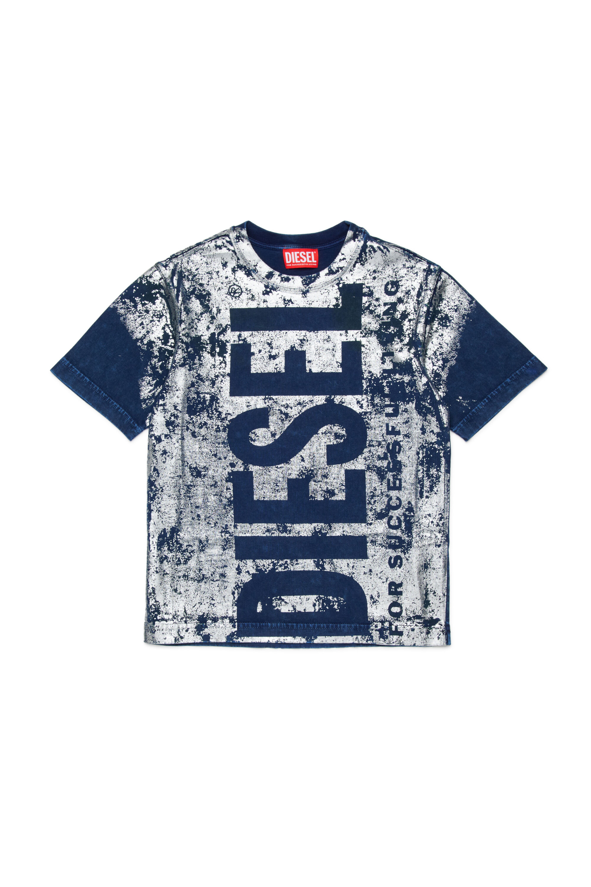 Diesel - TABOXTAR2 OVER, Man's T-shirt with chalk-effect print in Blue - 1