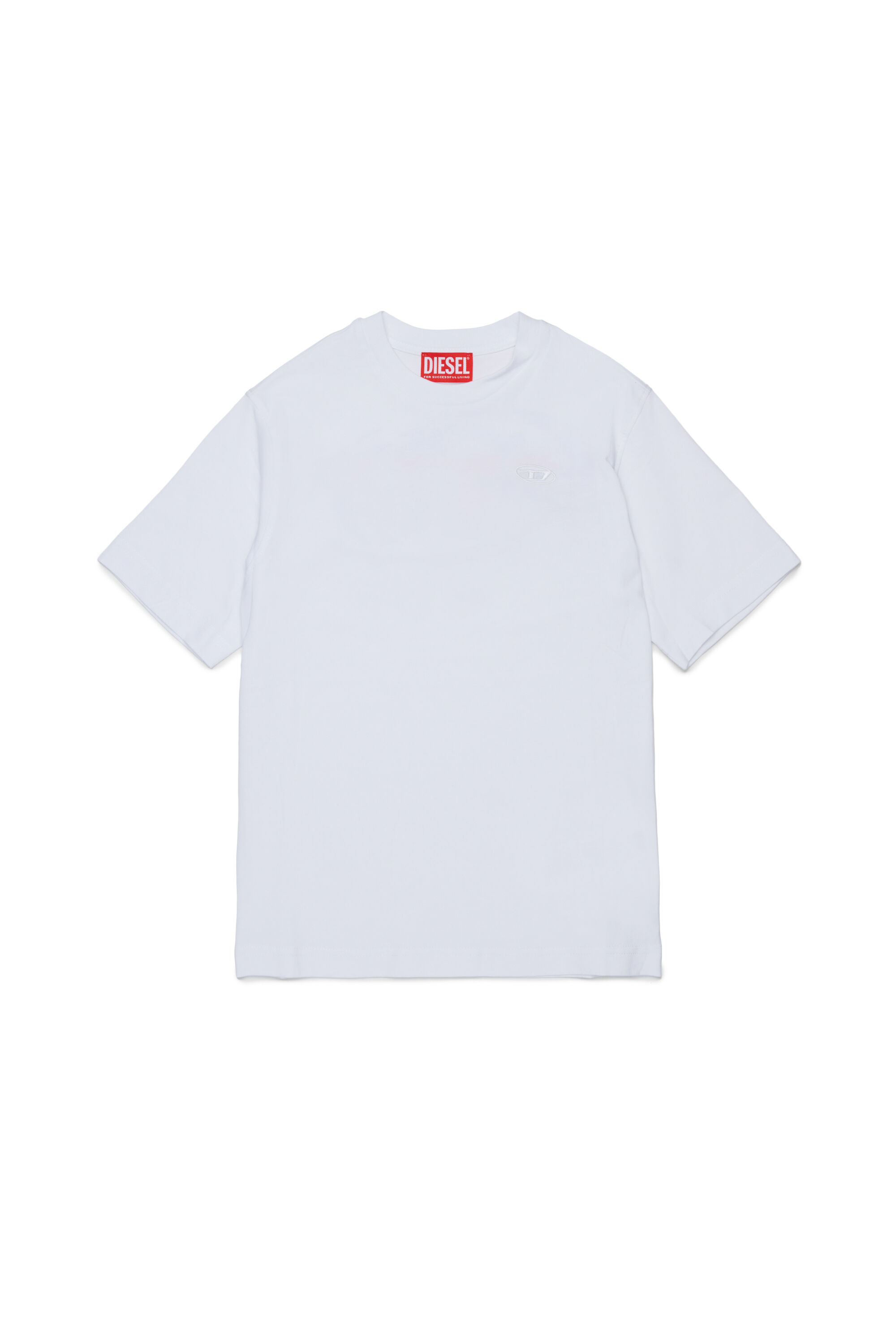 Diesel - TSCRAP OVER, Man's T-shirt with Oval D embroidery and flock print in White - 1