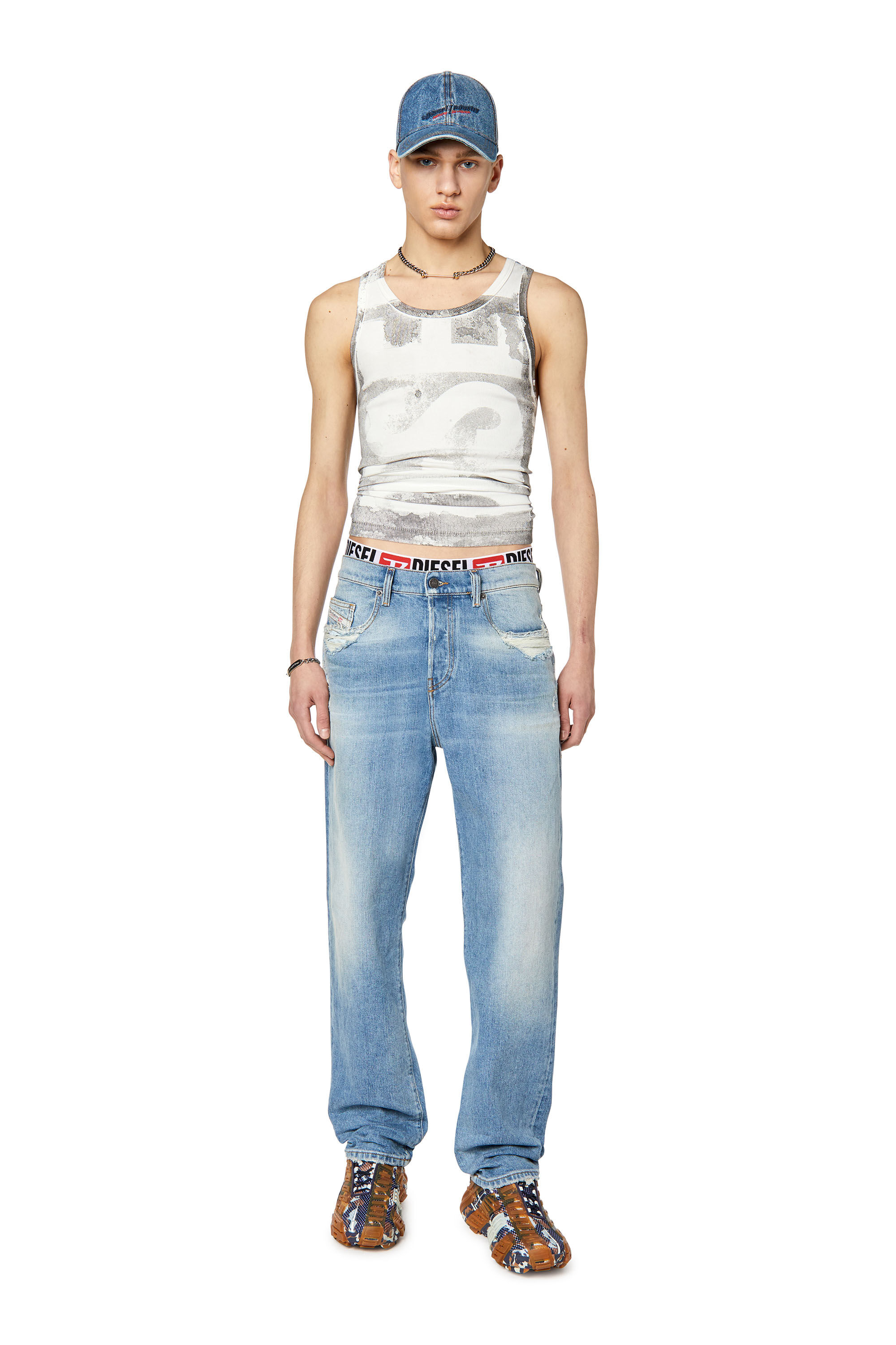 Diesel - 2020 D-Viker 007N1 Straight Jeans, Light Blue - Image 1