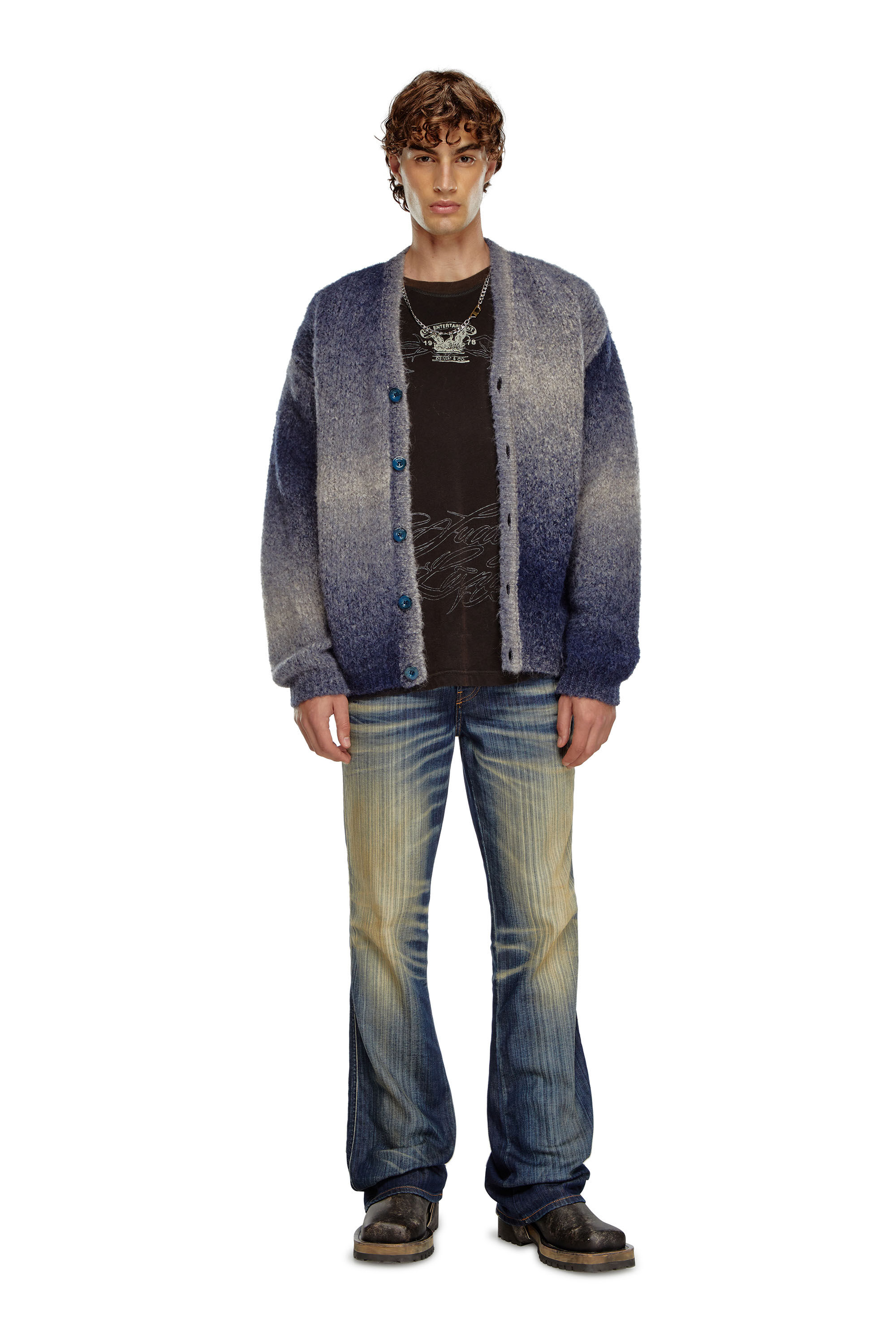 Diesel - K-RAMARRO, Man's Dégradé cardigan in alpaca blend in Blue - 1