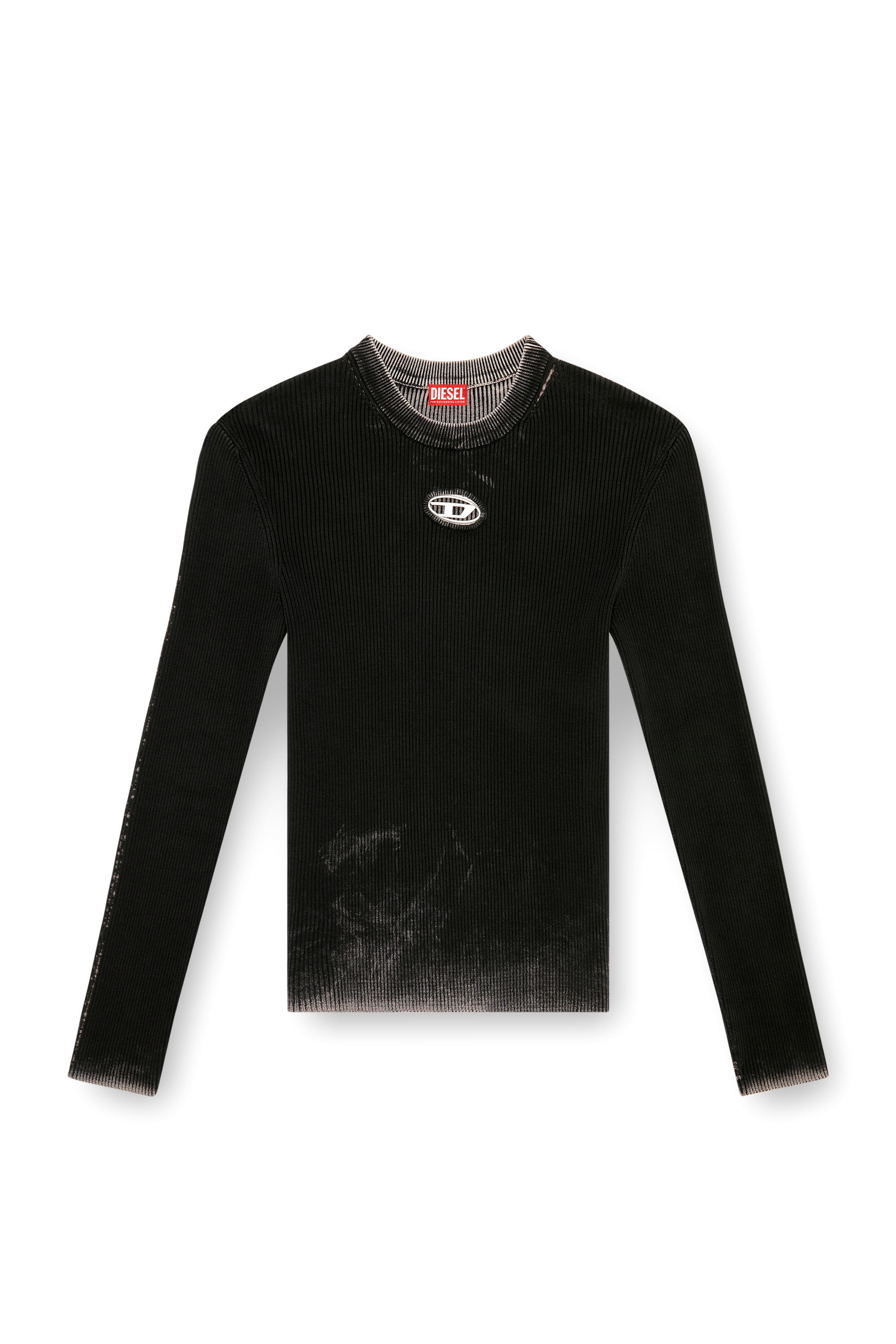 Diesel - K-DARIN-A, Man's Cut-out jumper with Oval D in Black - 2
