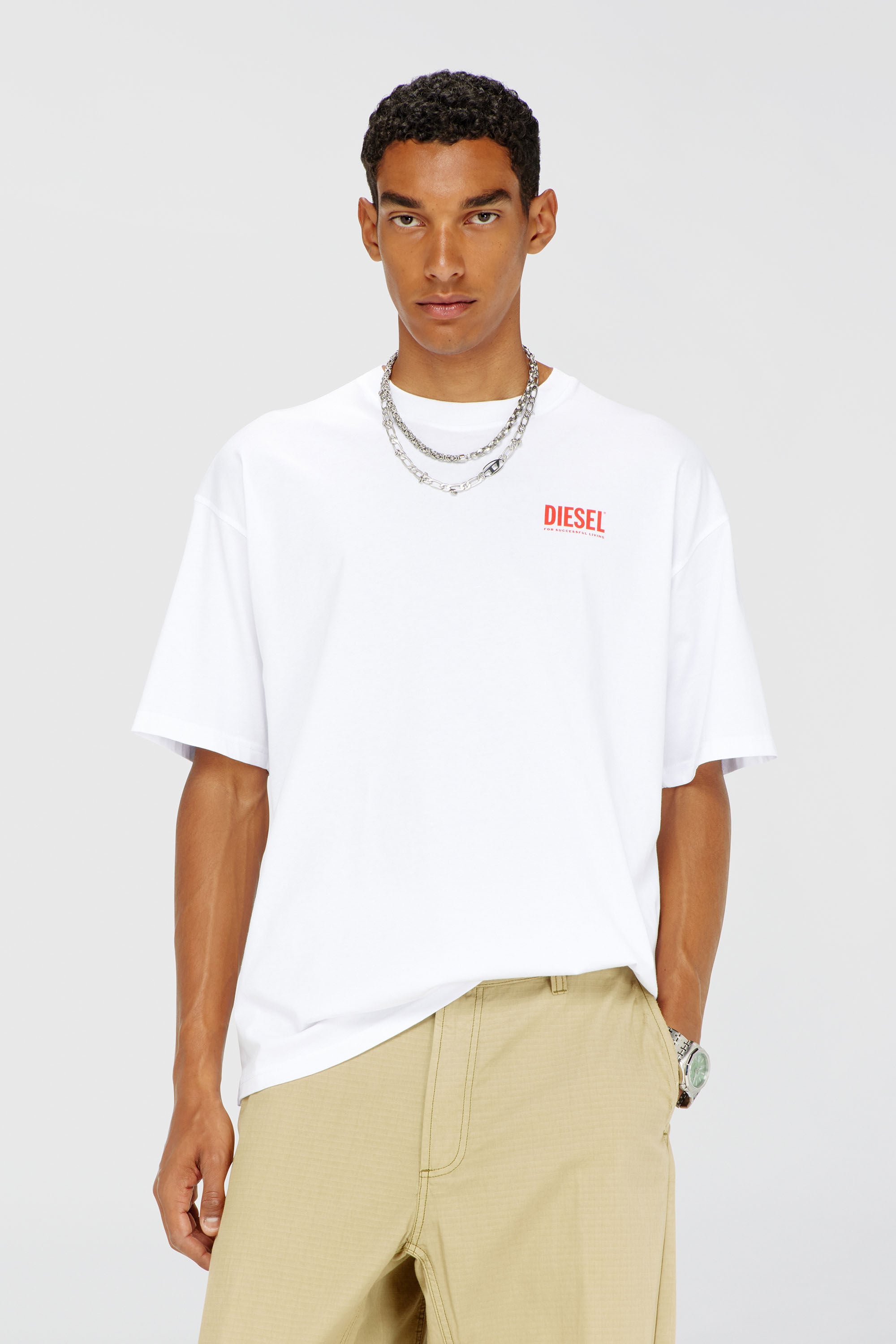 Diesel - T-BOXT-BISK, Man's Cotton T-shirt with Diesel Biscotto print in White - 3