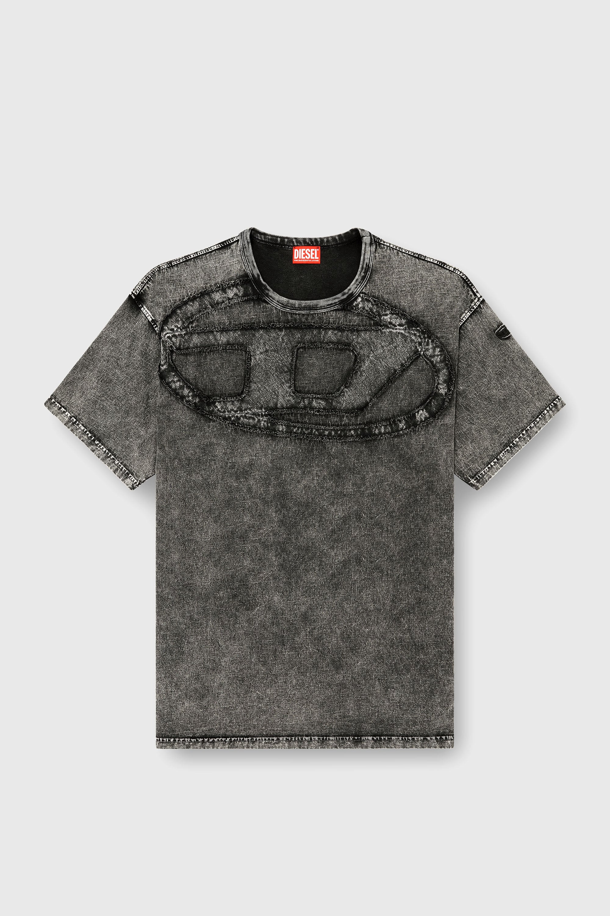 Diesel - T-BOXT-DEN, Man's Relaxed cotton T-shirt with Oval D applique in Black - 2