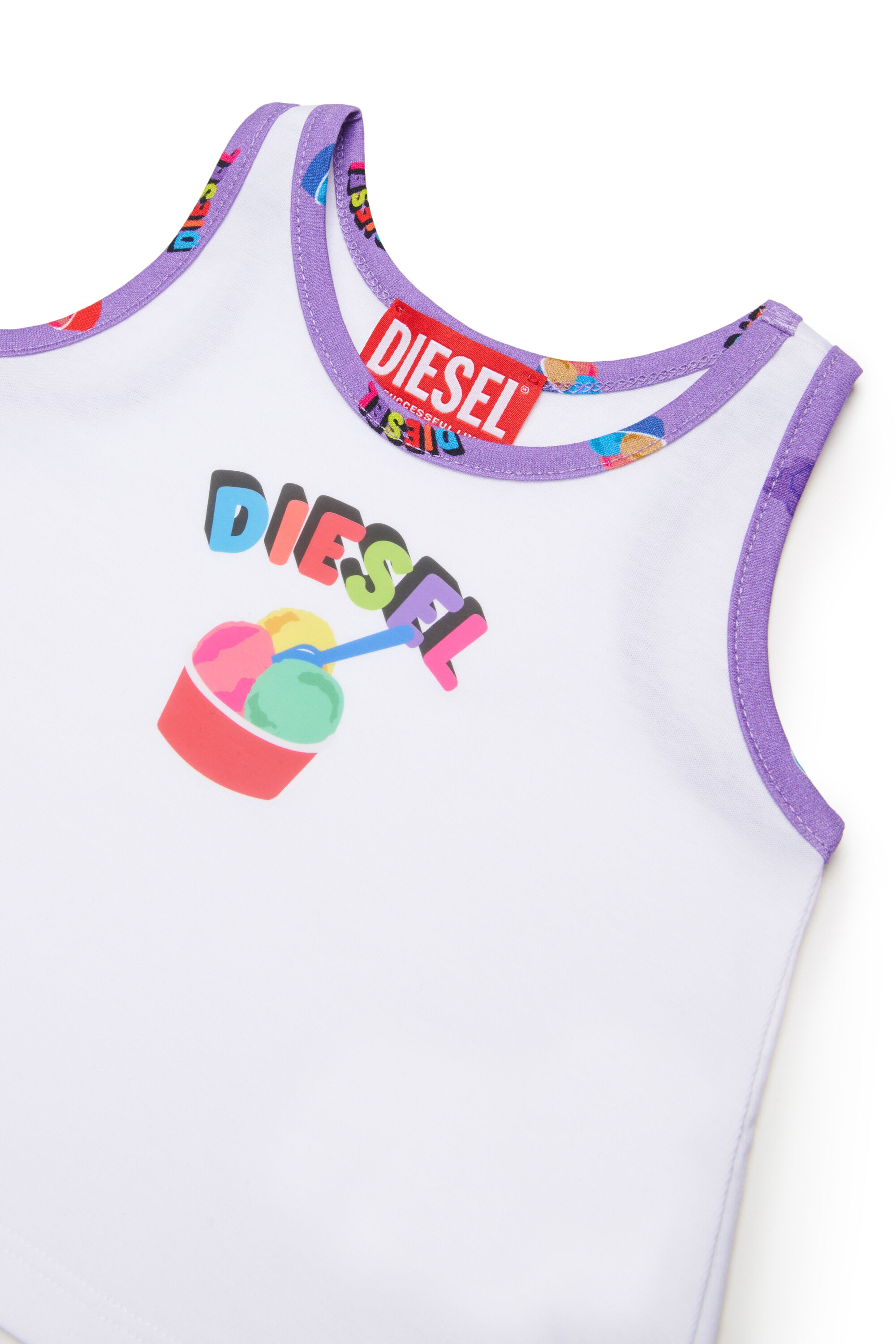 Diesel - MTICEB, Woman's Cotton tank top with ice cream print in White - 3