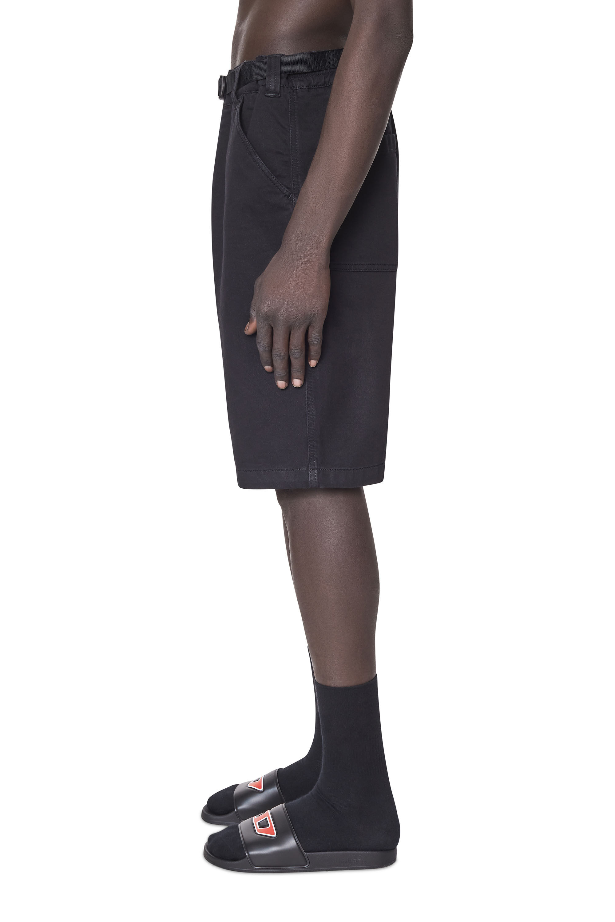 Diesel - D-KROOLEY JOGGJEANS CHINO SHORTS, Man's Chino shorts in JoggJeans® in Black/Dark grey - 5