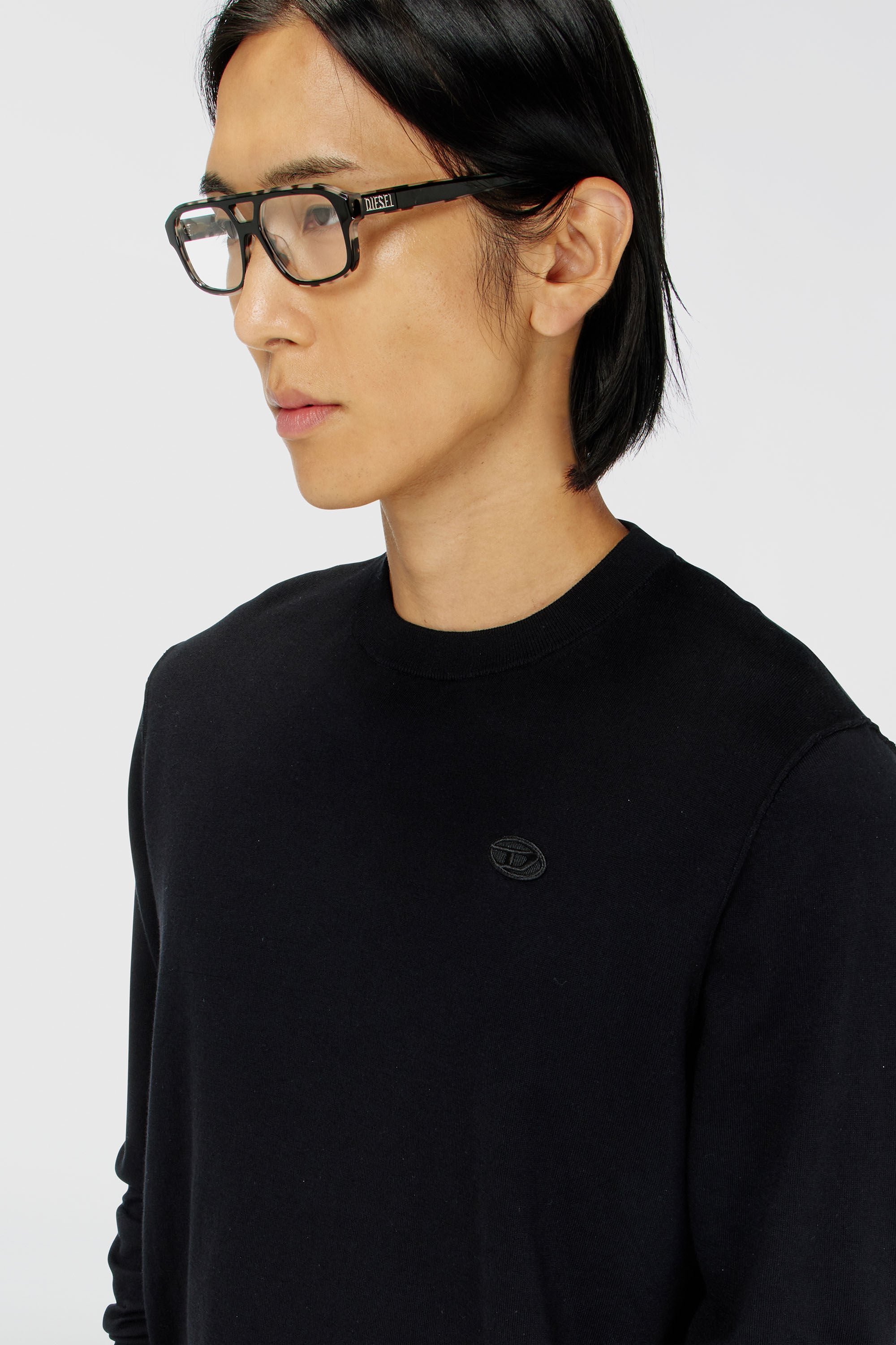 Diesel - K-FREEX-TAG-T92, Man's Cotton knitwear with tonal logo in Black - 5