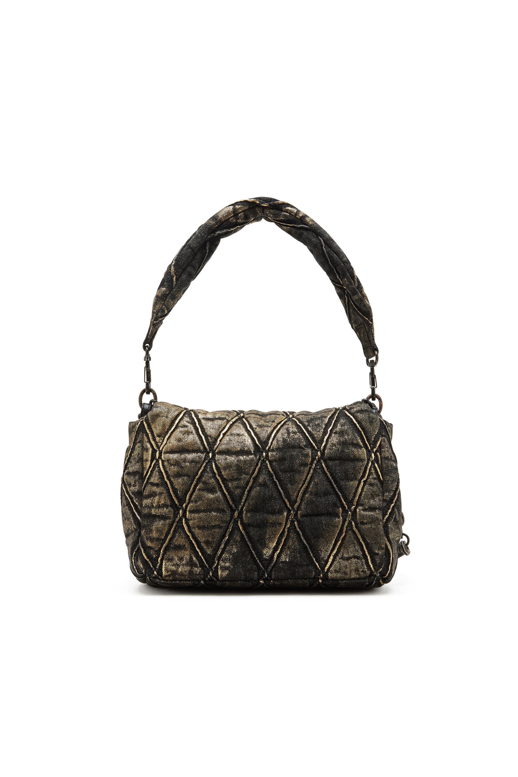 Diesel - CHARM-D SHOULDER M, Woman's Charm-D M-Shoulder bag in metallic quilted denim in null - 3