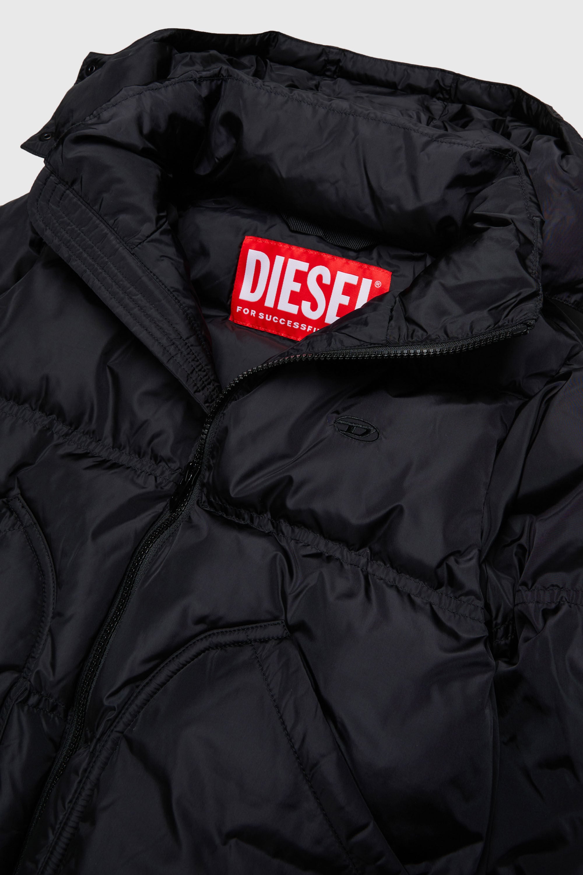 Diesel - JRIVON, Unisex's Hooded puffer jacket with oversized pockets in Black - 3
