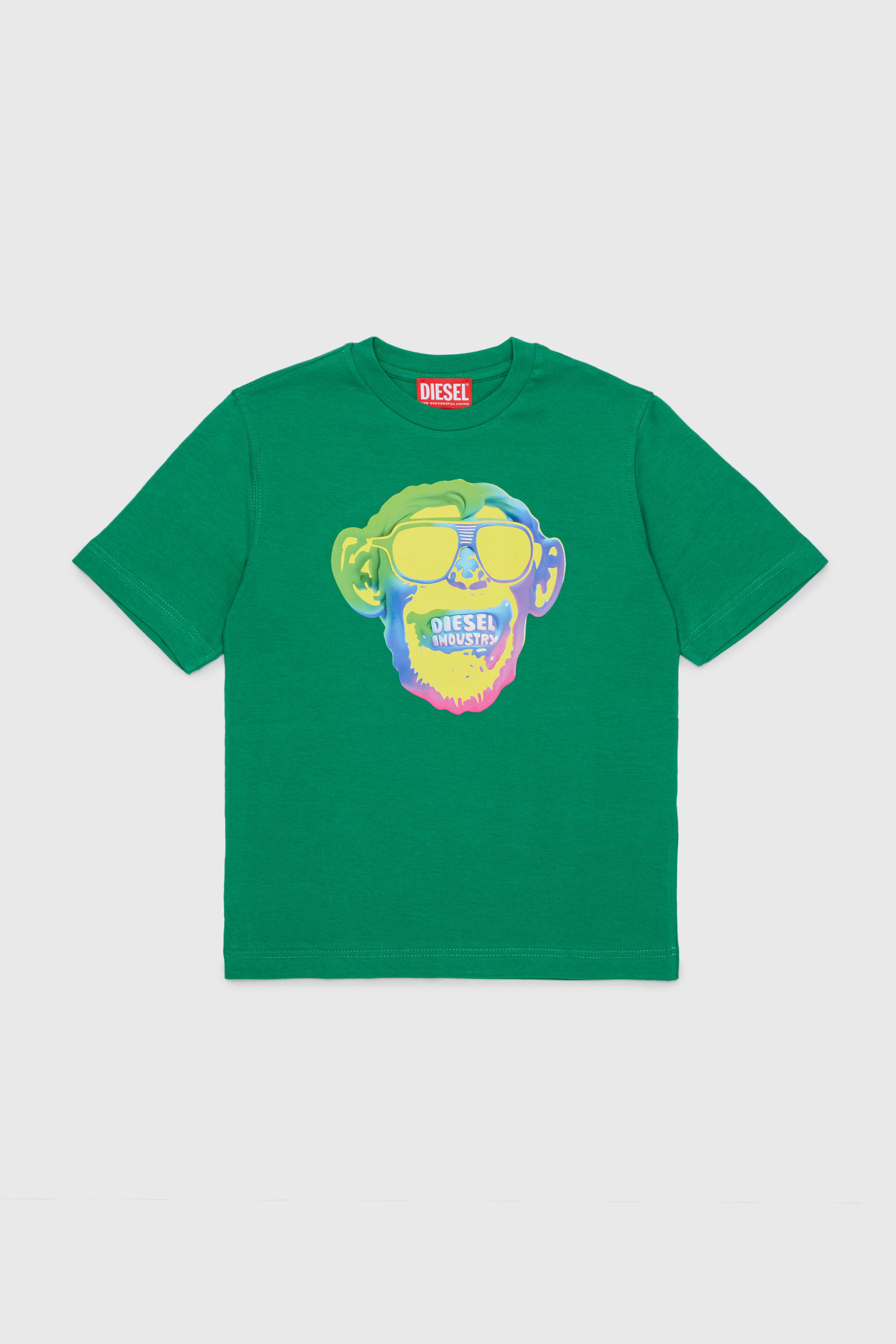 Diesel - TMONKEY OVER, Man's T-shirt with monkey print in Green - 1