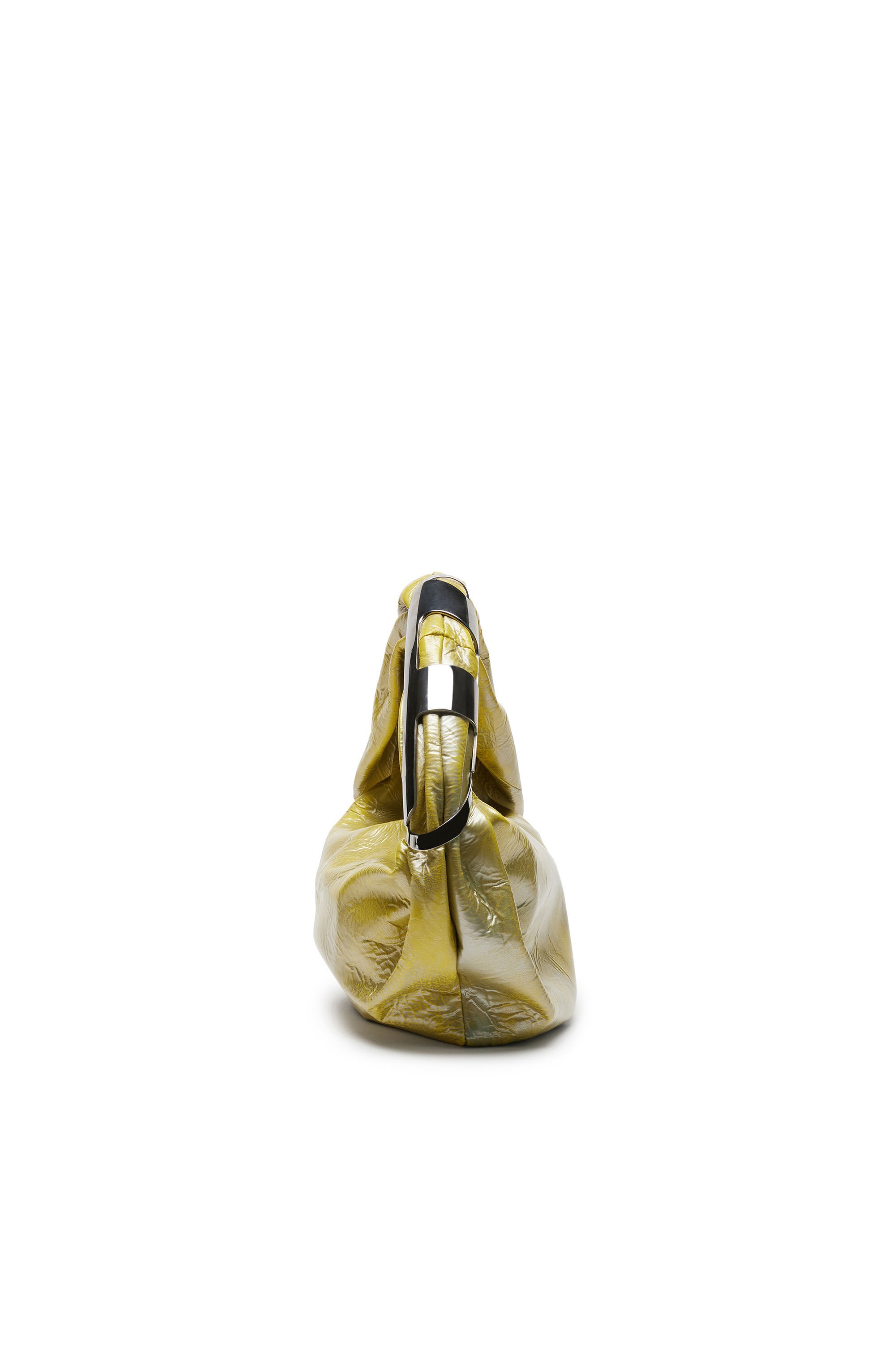 Diesel - GRAB-D HOBO S, Woman Grab-D S-Hobo bag in metallic leather in Yellow - Image 4