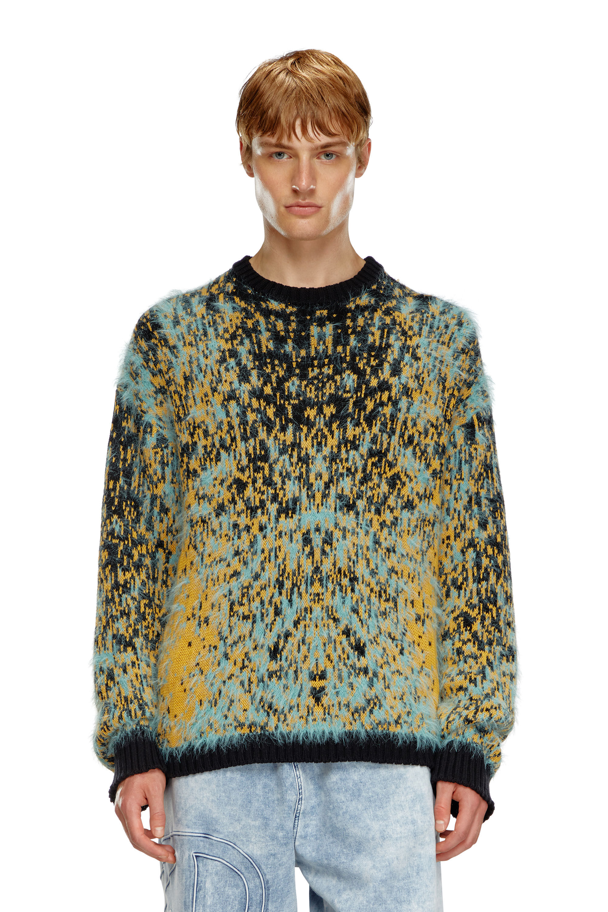 Diesel - K-RAIN, Man's Jumper with acid rain effect in Blue/Yellow - 3