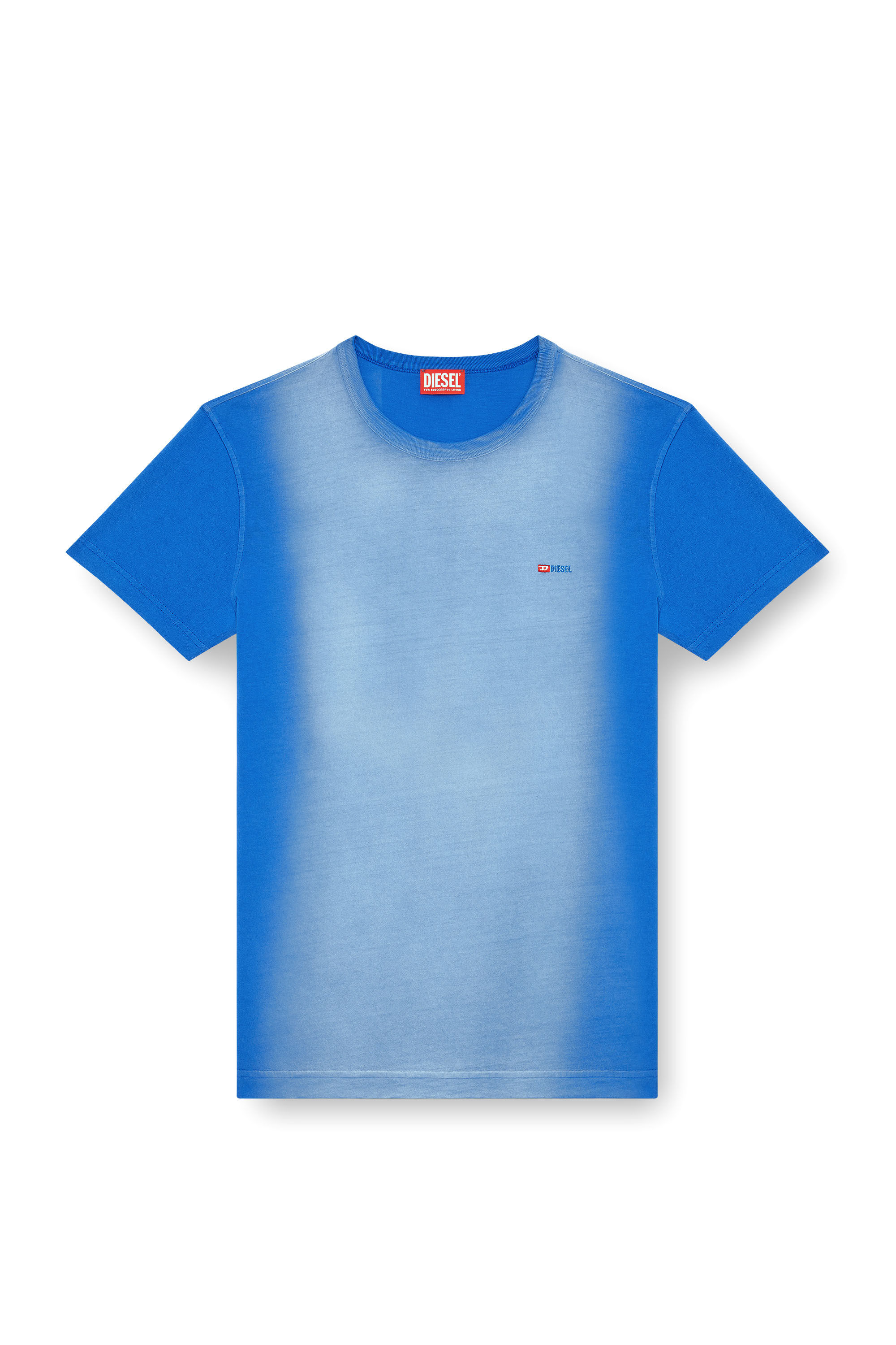 Diesel - T-ADJUST-Q2, Man's T-shirt in sprayed cotton jersey in Light Blue - 2