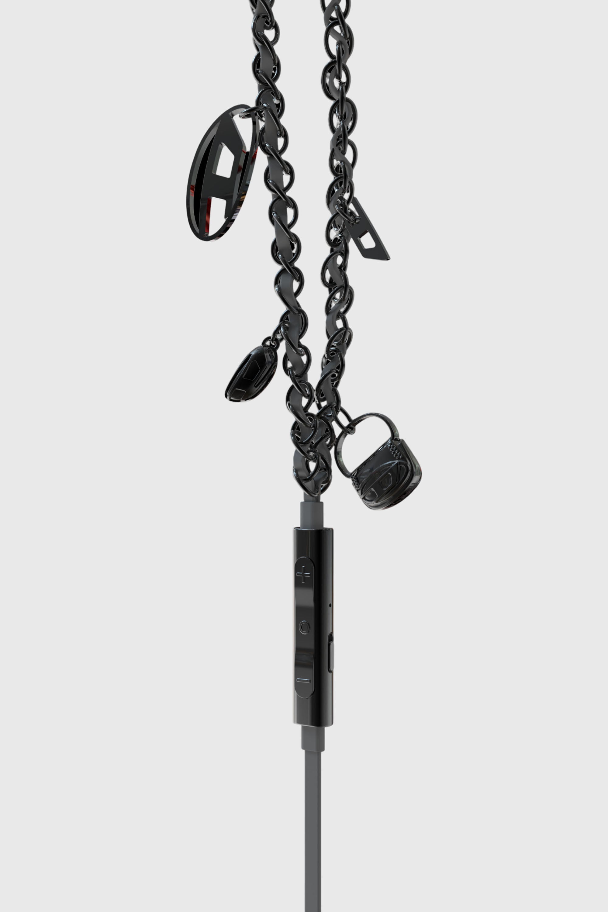 Diesel - 60686 WIRED EARBUDS WIRED EARBUDS, Unisex's Black wired earbuds and charms in Black - 3