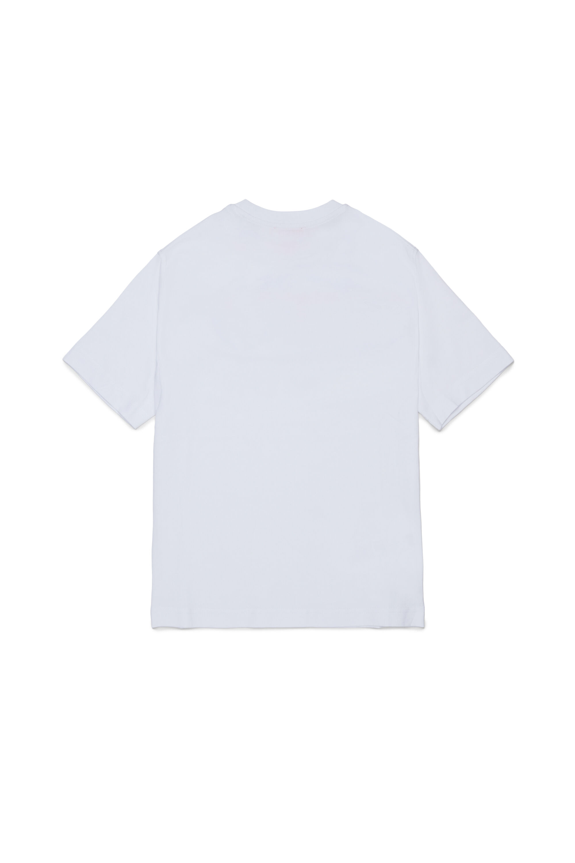 Diesel - TSCRAP OVER, Man's T-shirt with Oval D embroidery and flock print in White - 1