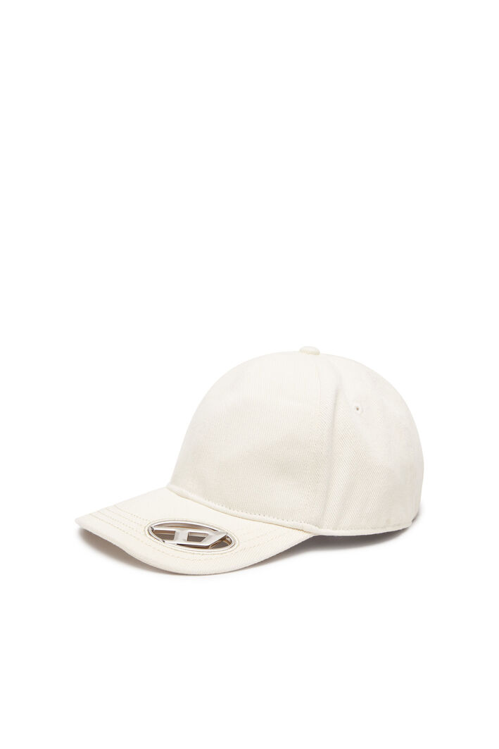 Diesel - C-PLAK, Man's Baseball cap with oval D plaque in White - 1