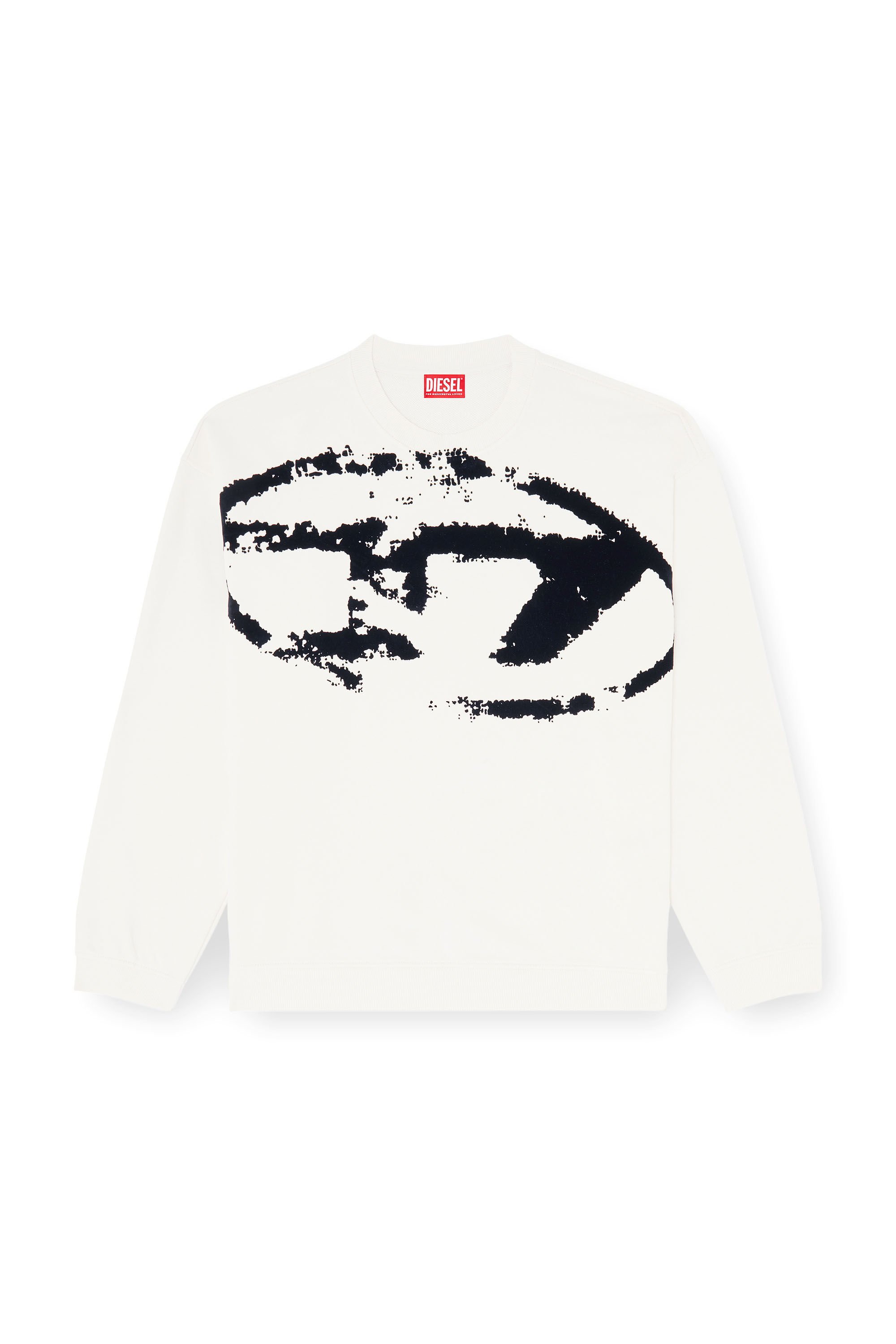 Diesel - S-BOXT-N5, Man's Cotton sweatshirt with flocked Oval D in Black/White - 2