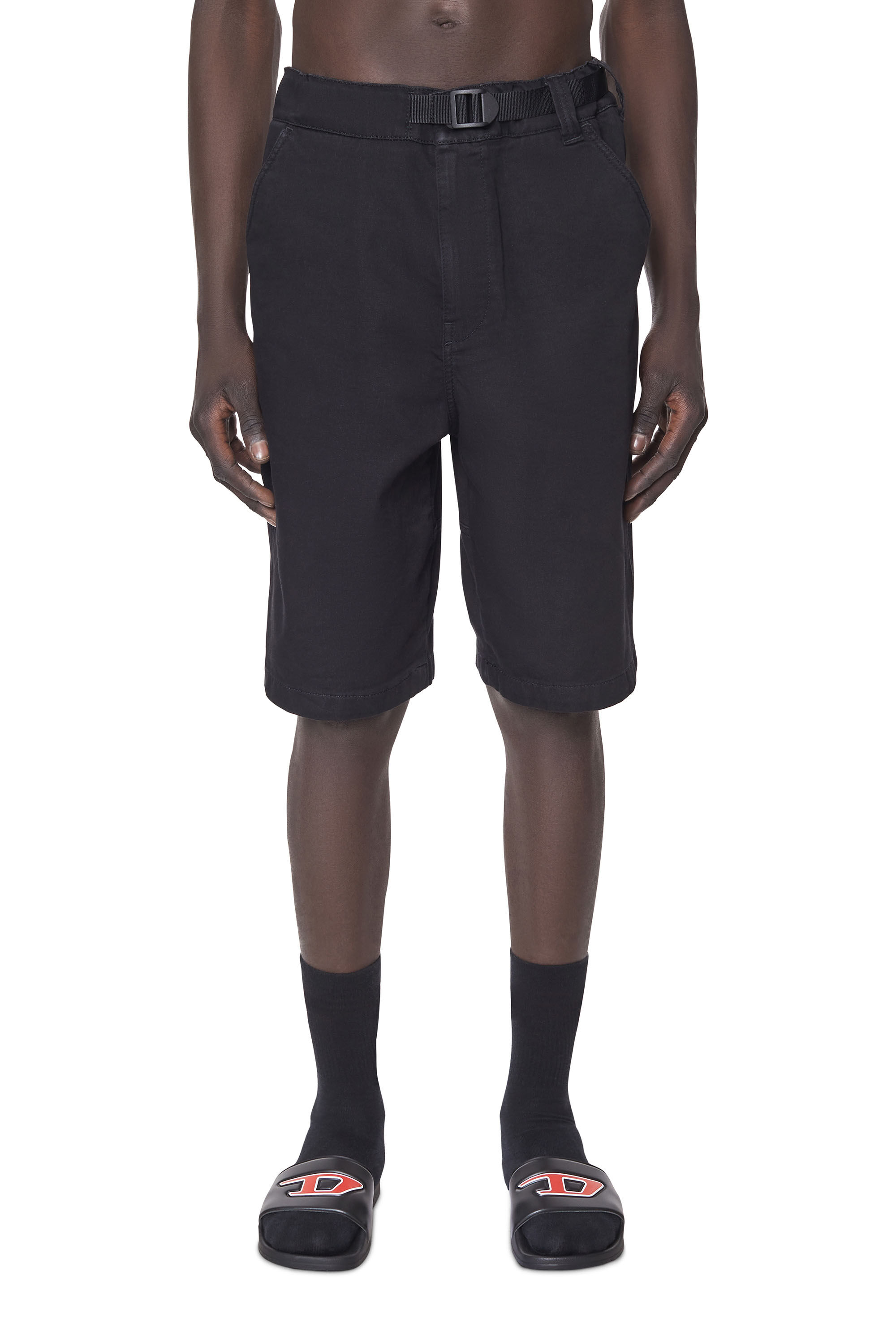 Diesel - D-KROOLEY JOGGJEANS CHINO SHORTS, Man's Chino shorts in JoggJeans® in Black/Dark grey - 3