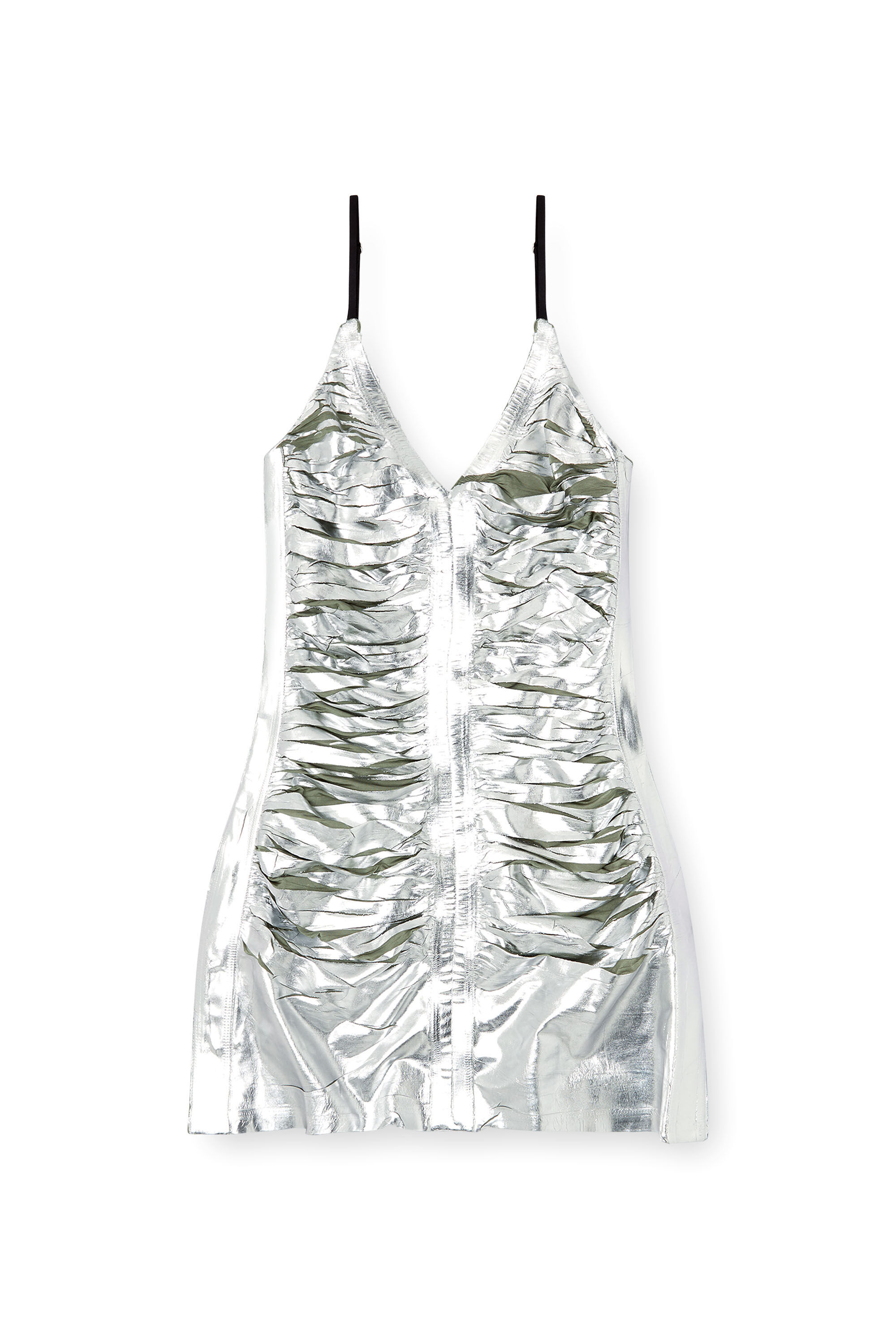 Diesel - D-IAMANTE, Woman's Gathered mini dress in Silver - 2