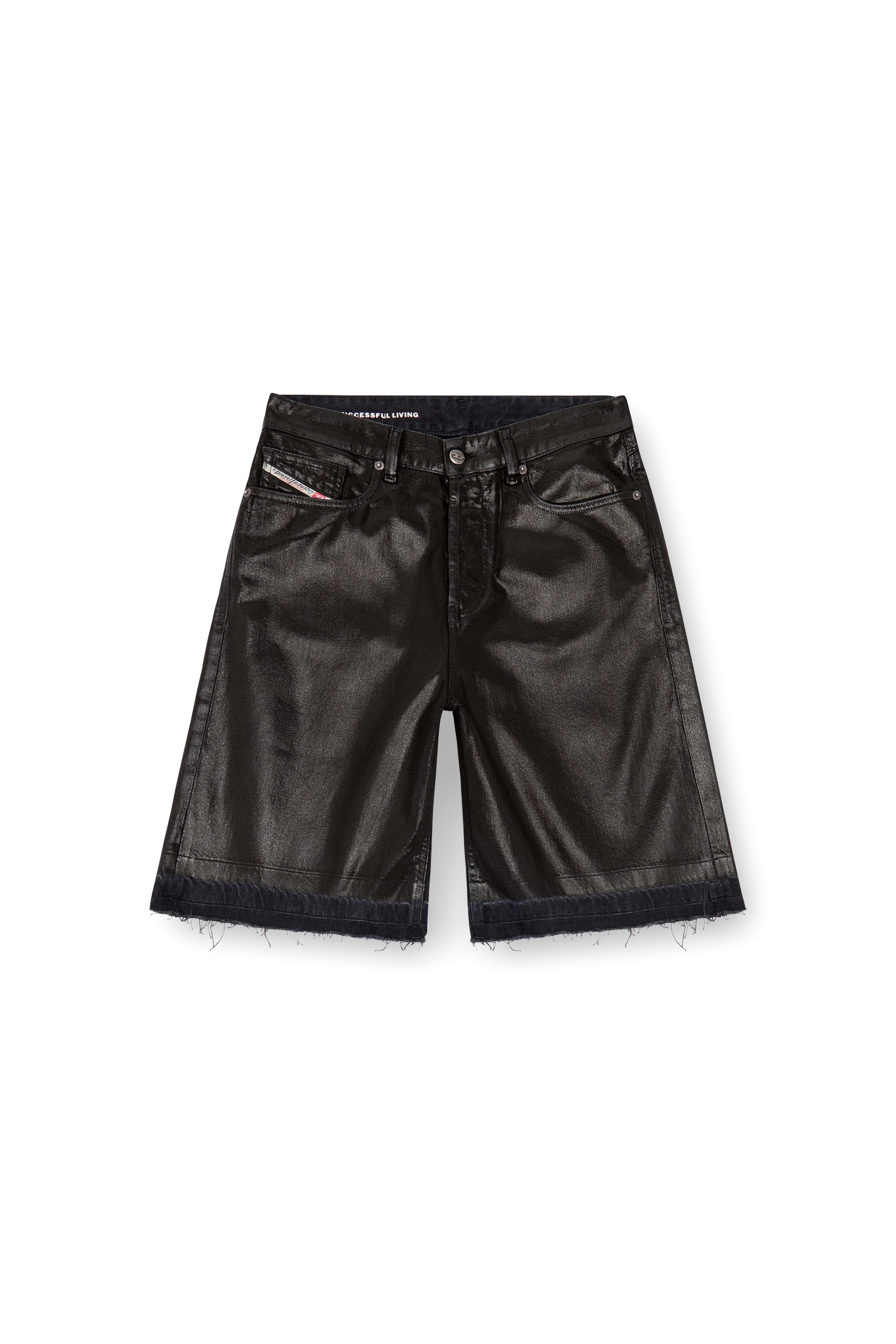 Diesel - DE-SIRE-SHORT, Woman's Shorts in coated tailoring denim in Black - 2