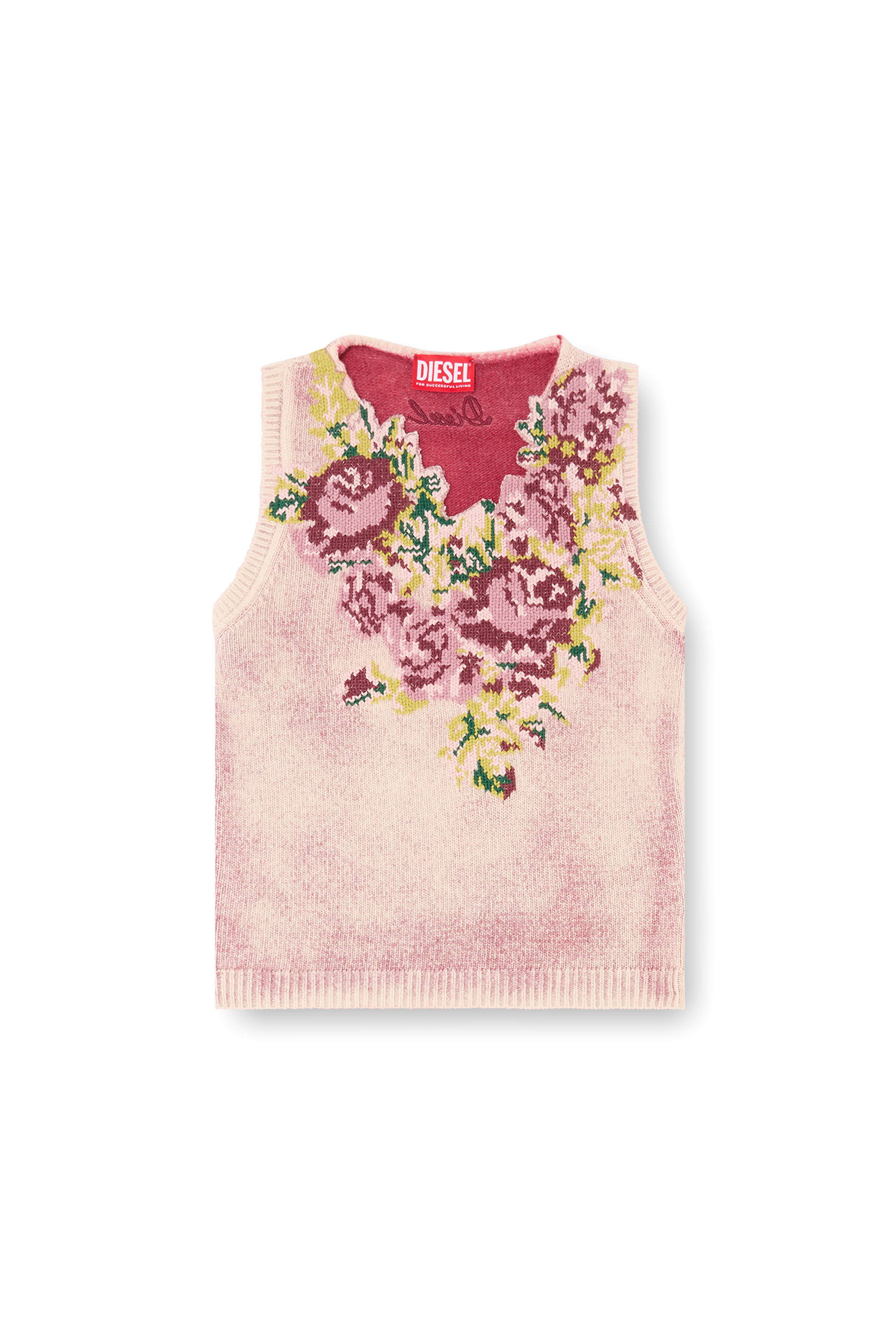 Diesel - M-RARIS, Woman's Knit vest in floral wool-blend knit in Pink - 2