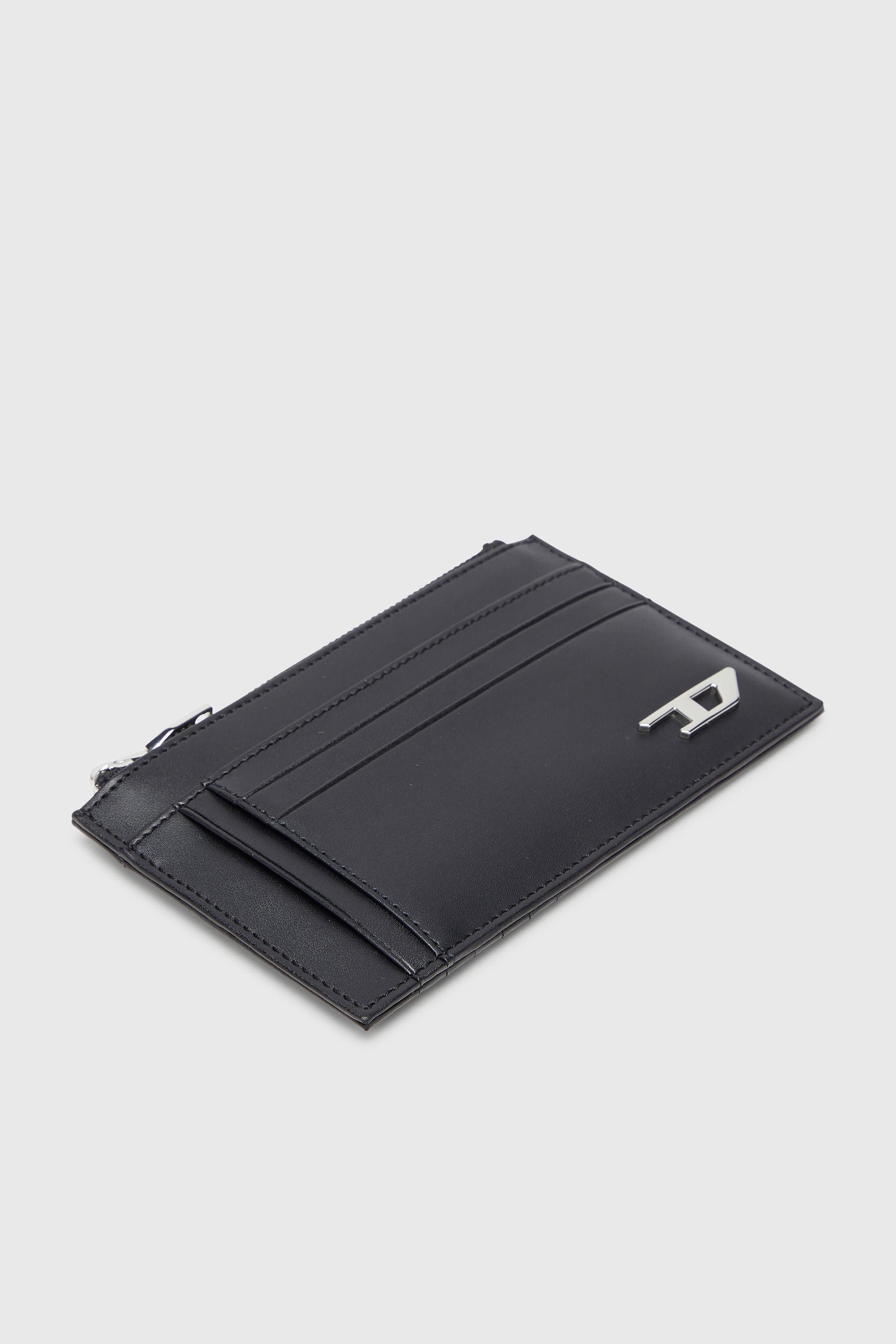 Diesel - D-LOGO 2.0 CARD CASE VI, Man's Leather card holder with zip pocket in Black - 4