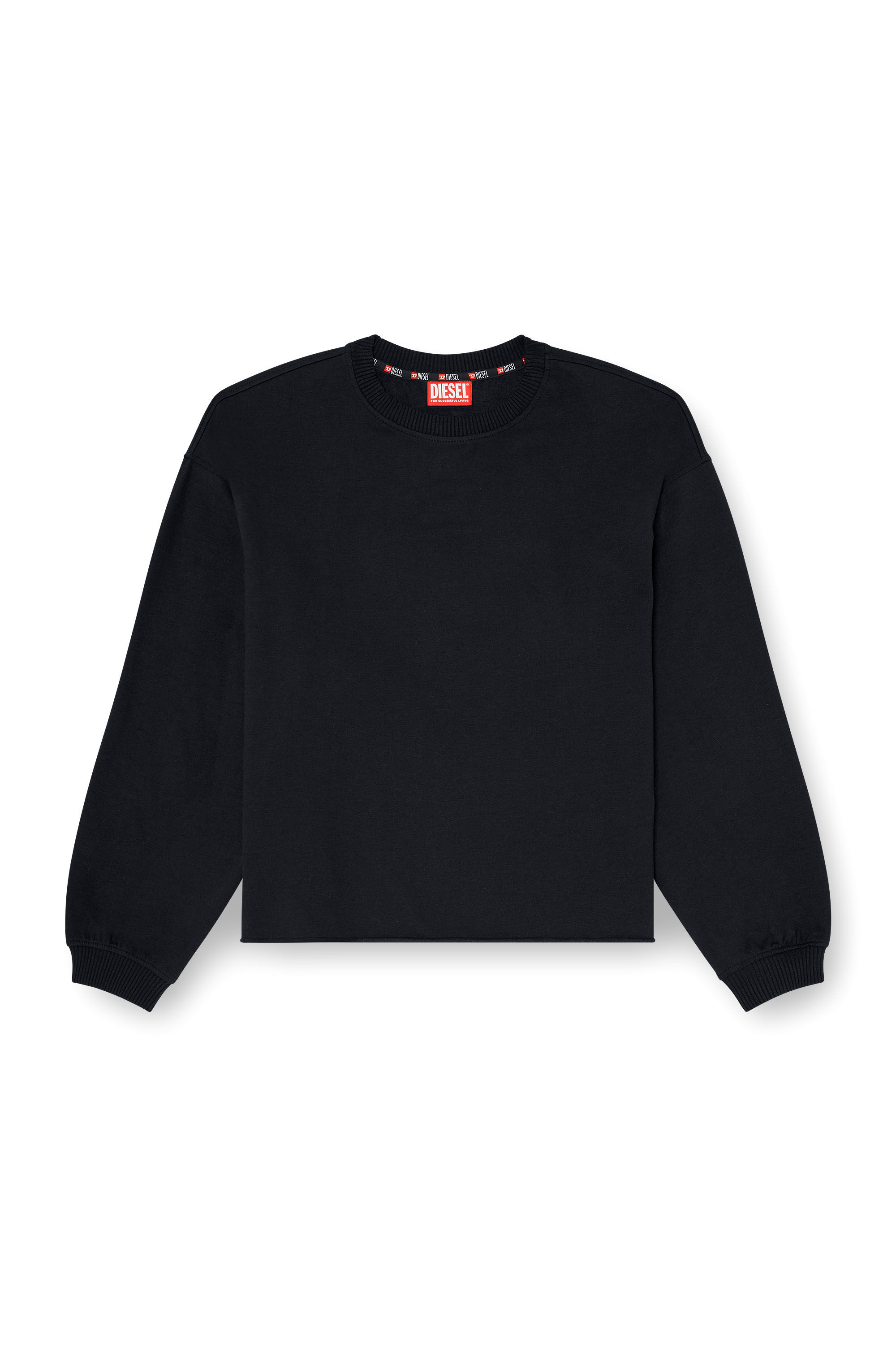 Diesel - PATRICIA-D-CORE, Woman's Peached sweatshirt with raw hem in Black - 2