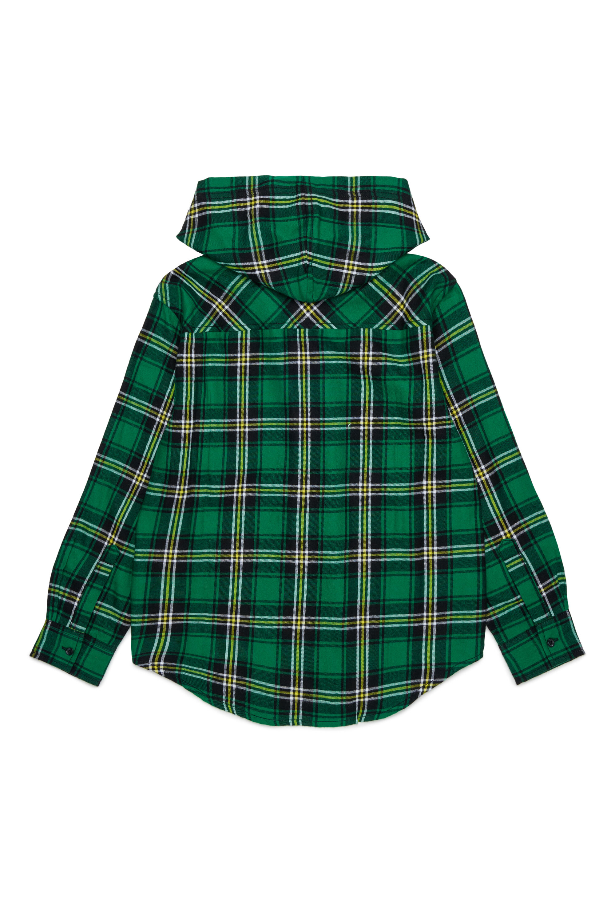 Diesel - CHECK OVER, Man's Hooded check shirt with Oval D embroidery in Green - 2