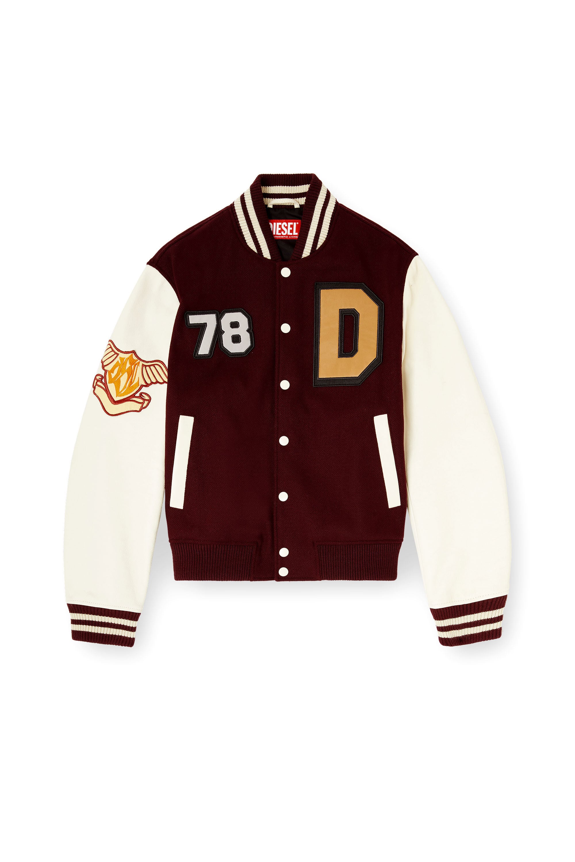 Men's Varsity jacket in wool and leather | Multicolor | Diesel EE